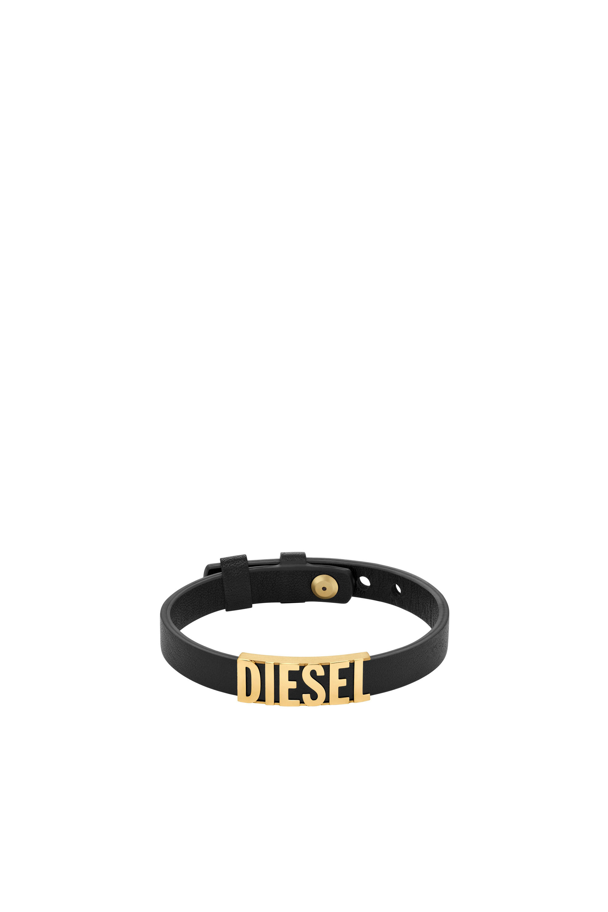 Diesel - DX1440, Unisex's Font Black Leather Stack Bracelet in Black - 1