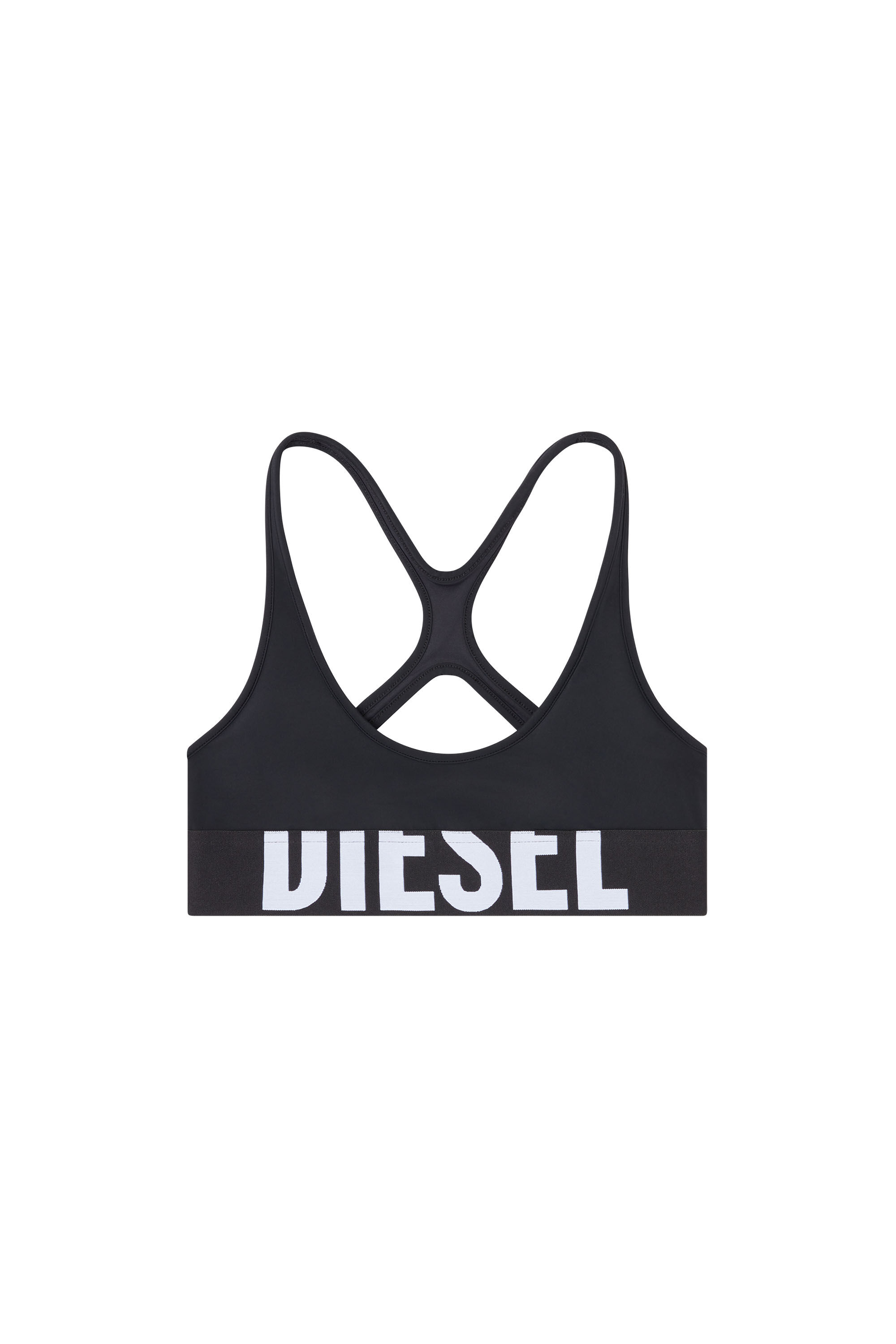 Diesel - ALLISON-D-POP, Female's Microfibre sports bra with cut-off logo in Black - 1