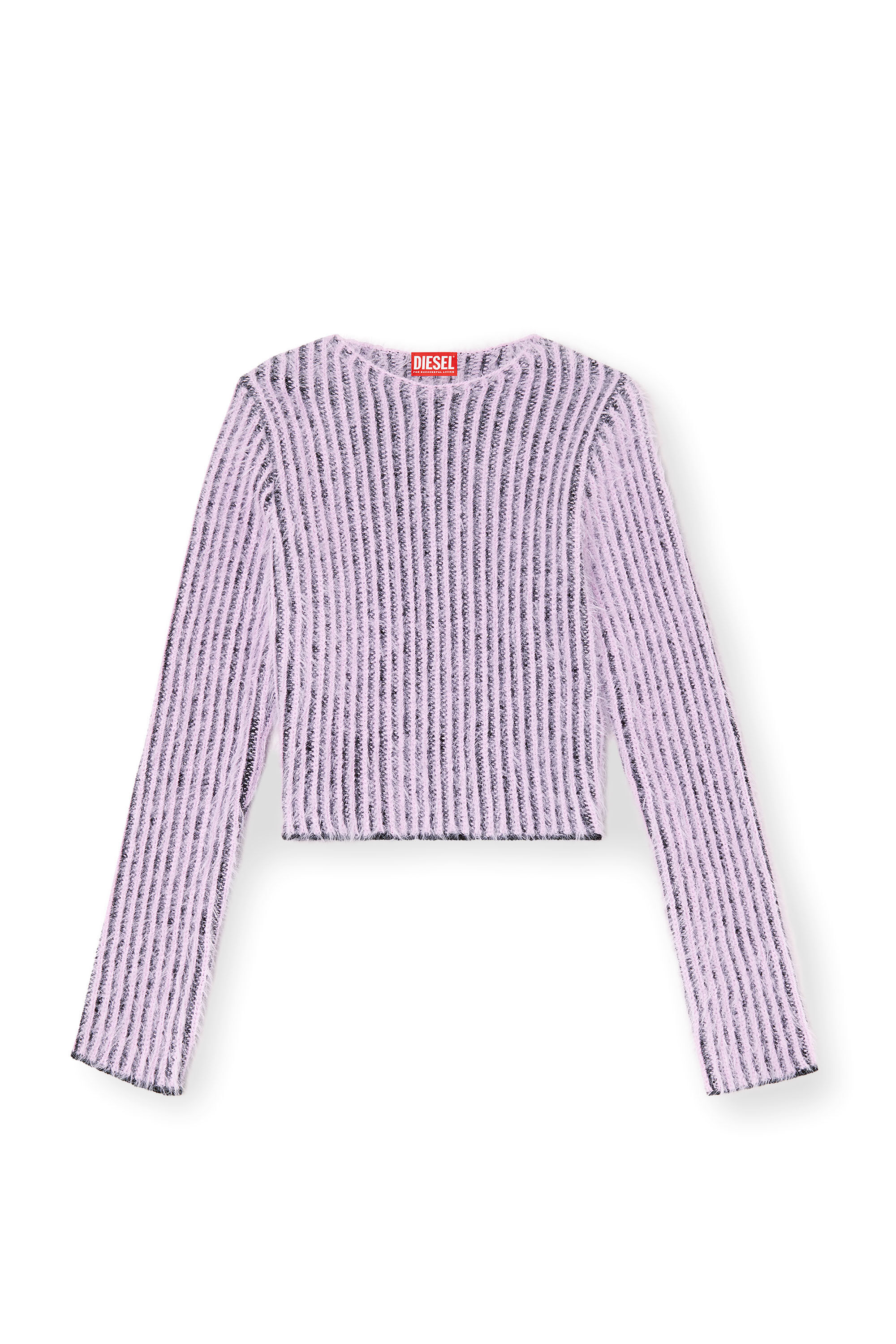 Diesel - M-TIGRE, Pull rayé en laine mélangée duveteuse Femme in Violet - 2