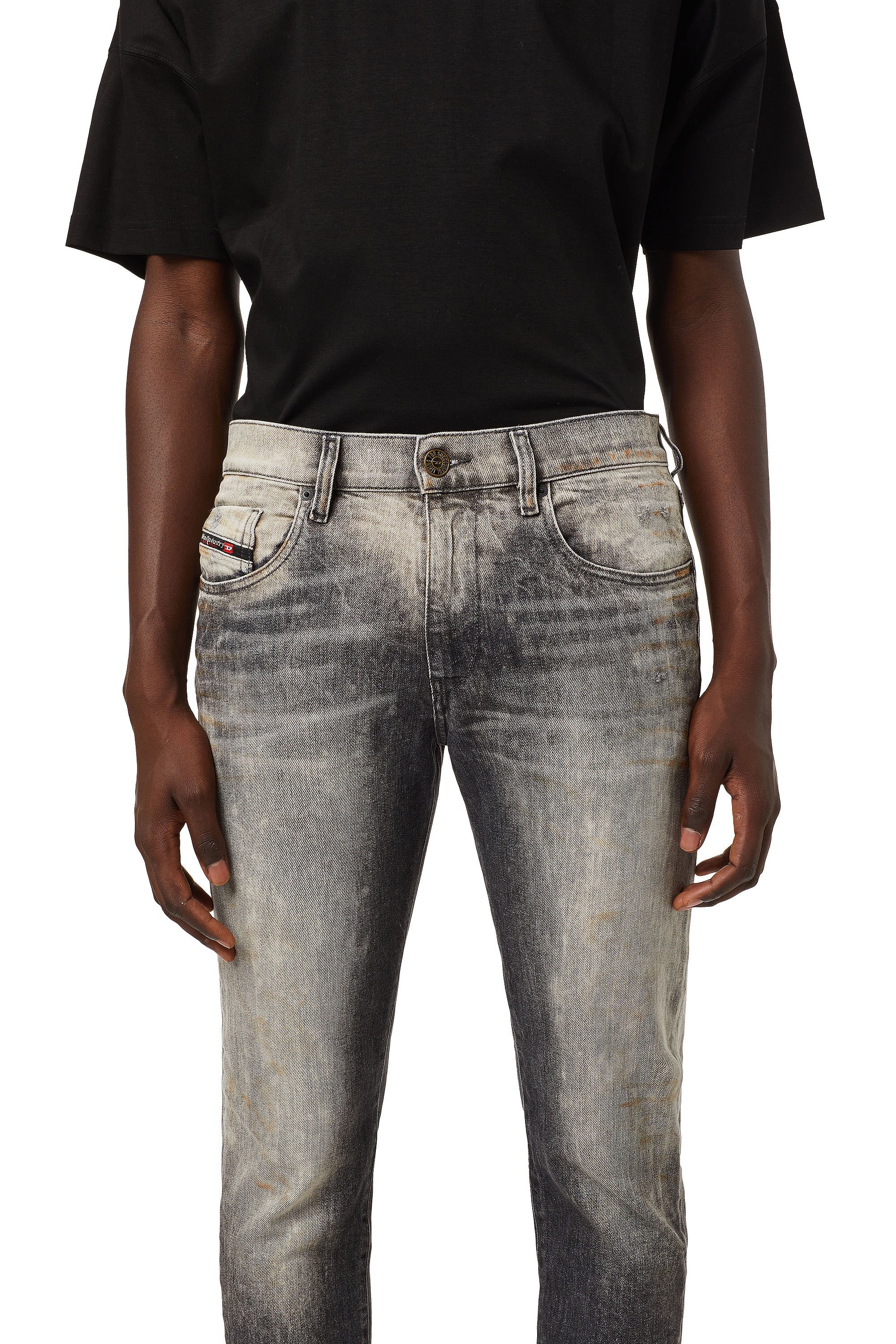 Diesel - Slim Jeans 2019 D-Strukt 09A83, Noir/Gris foncé - Image 6