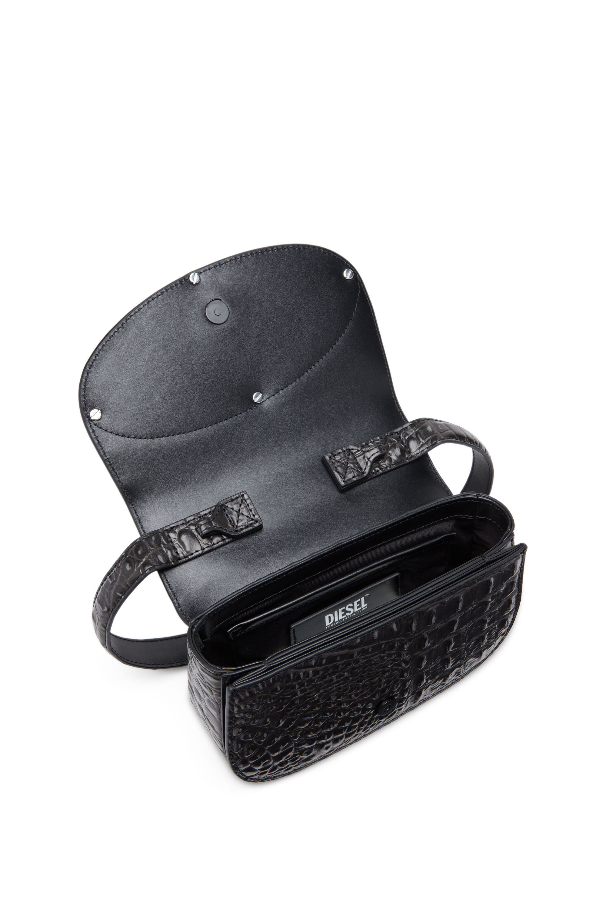 Diesel - 1DR, 1DR - Sac épaule iconique en cuir imprimé croco Femme in Noir - 2
