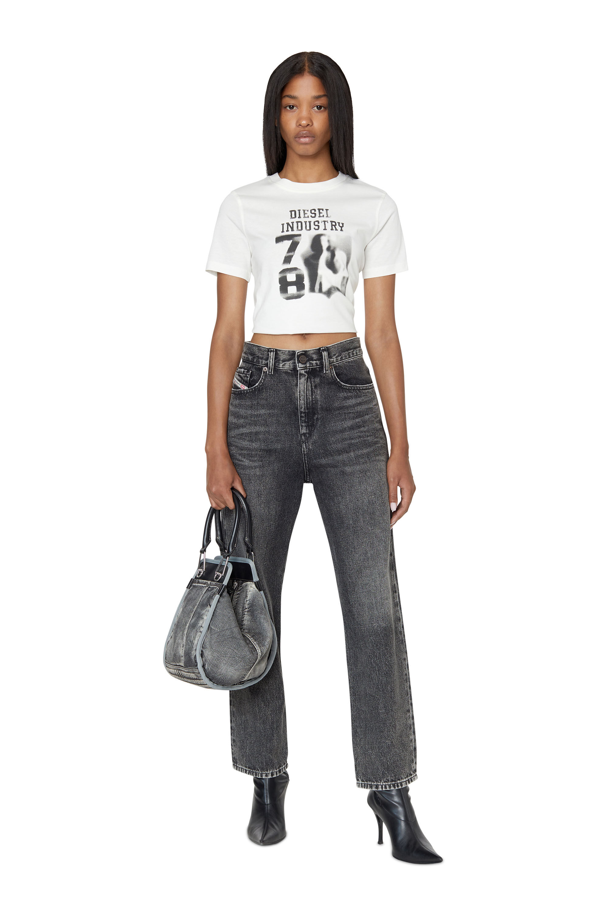 2016 D AIR Woman Black Dark grey Boyfriend Slouchy Jeans Diesel