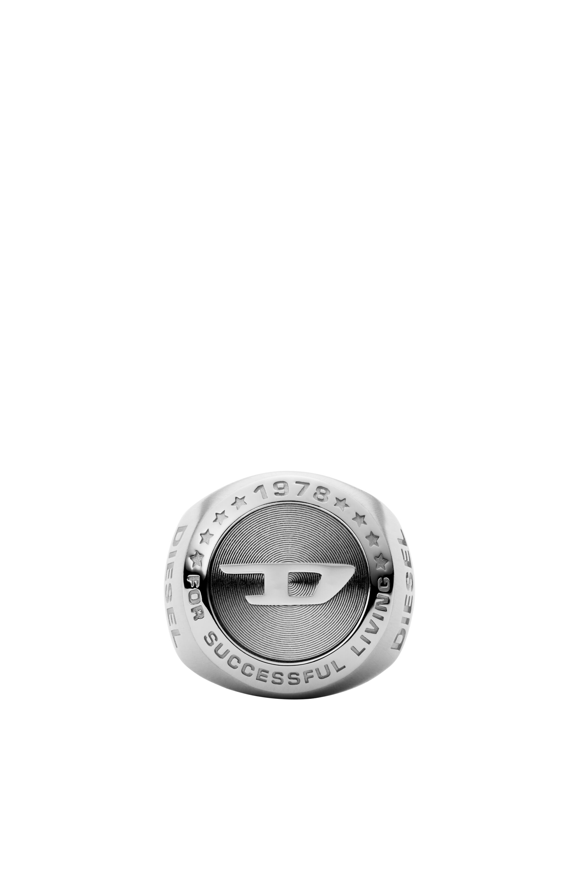 Diesel - DX1337, Chevalière en acier inoxydable Homme in Gris argenté - 2