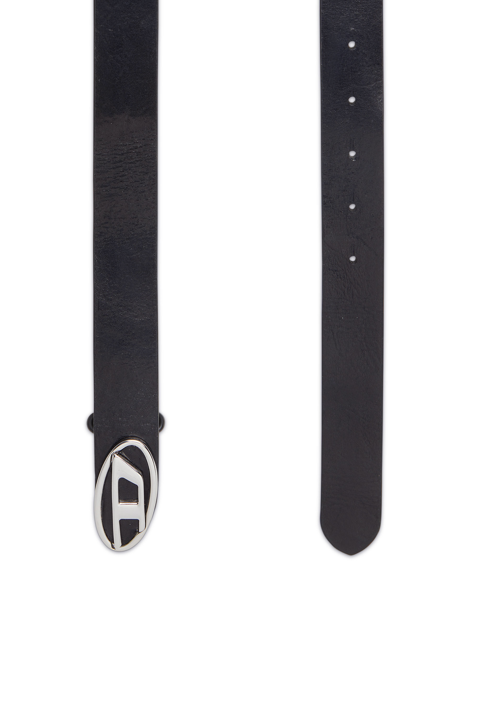 Ceinture en cuir avec logo Oval D Homme | Noir | Diesel