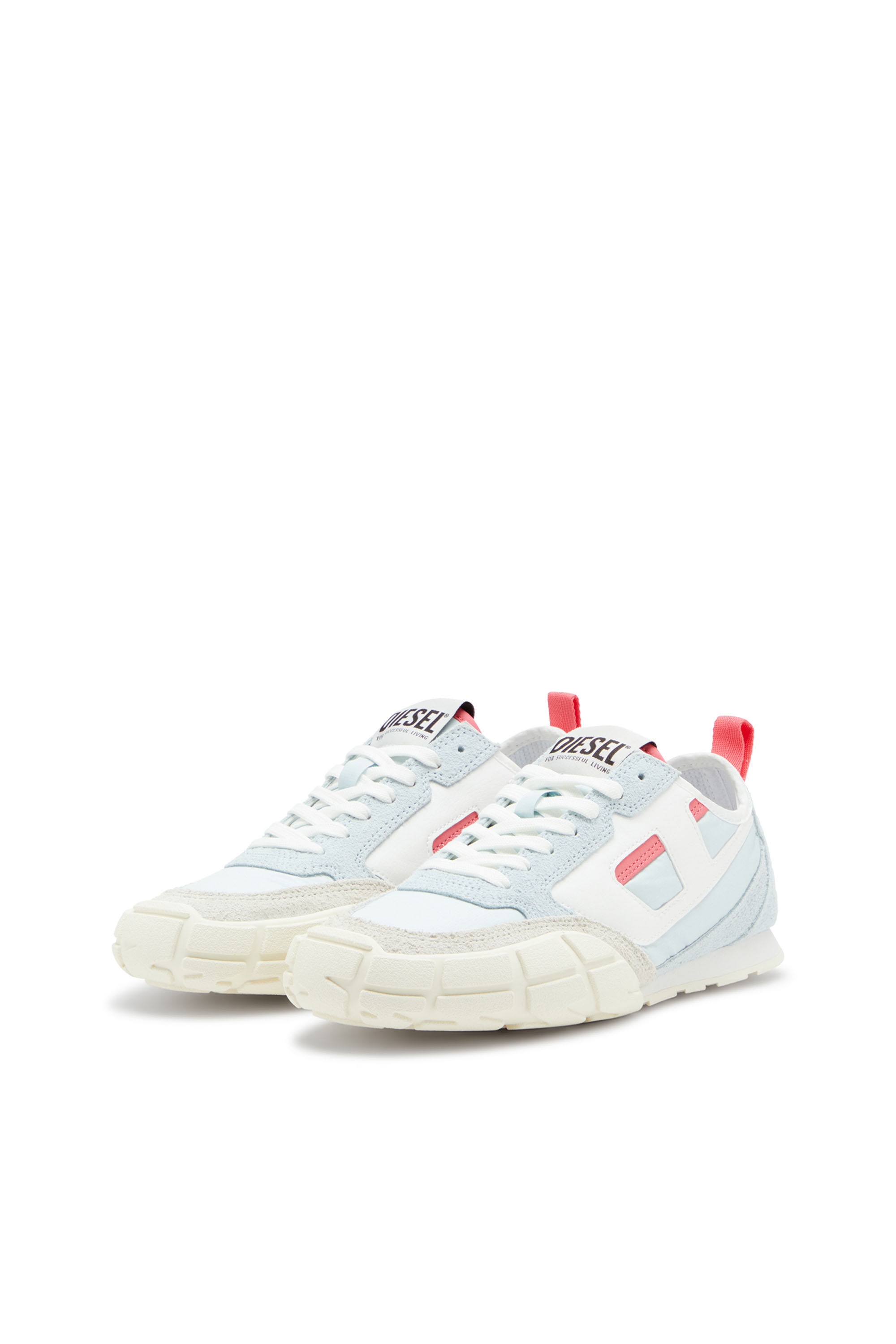 Diesel - S-PAGODHA LOW W, Female's S-Pagodha-Sneakers in leather, suede and ripstop in Light Blue - 8