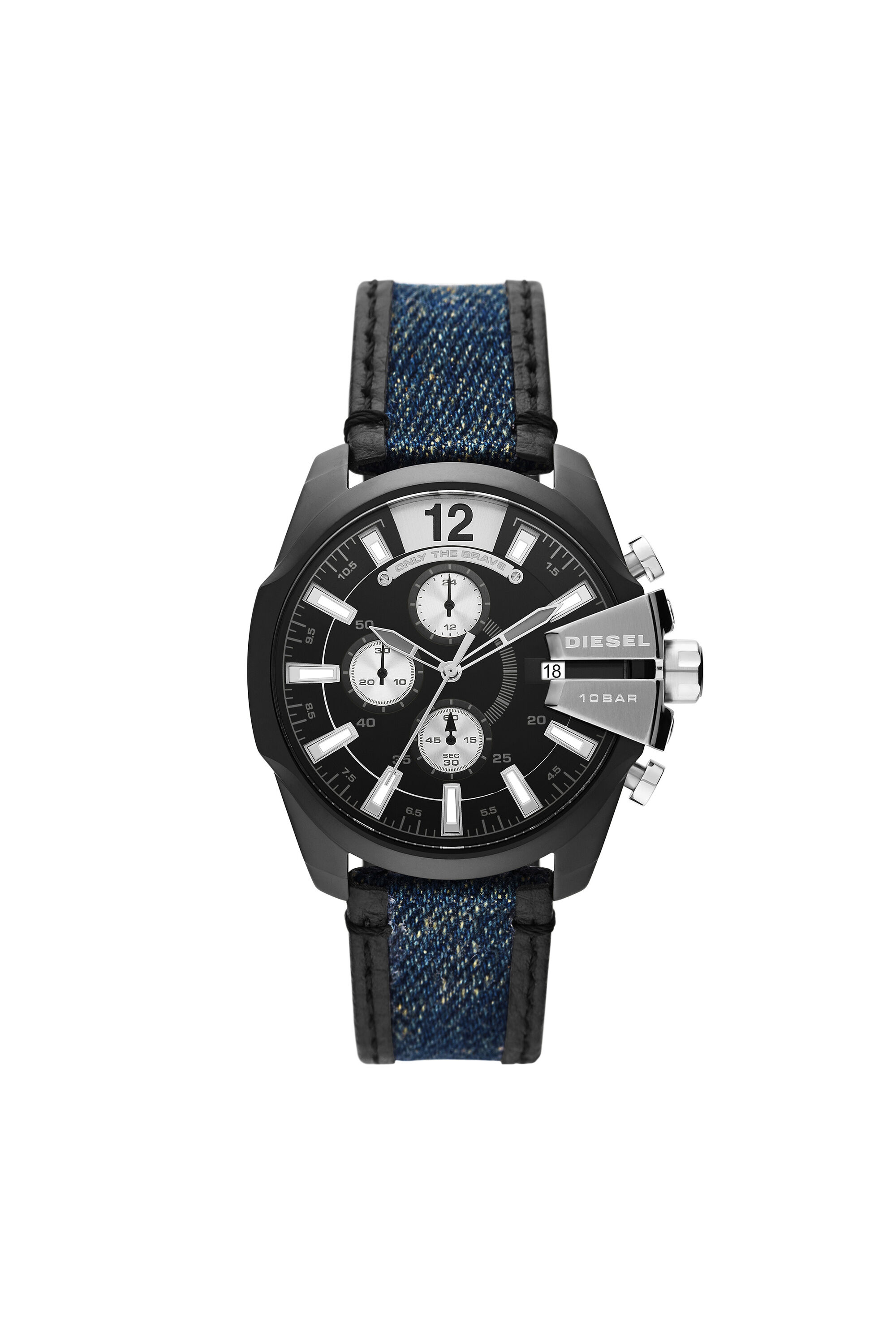 DZ4568 Man Baby Chief chronograph denim and leather watch Diesel