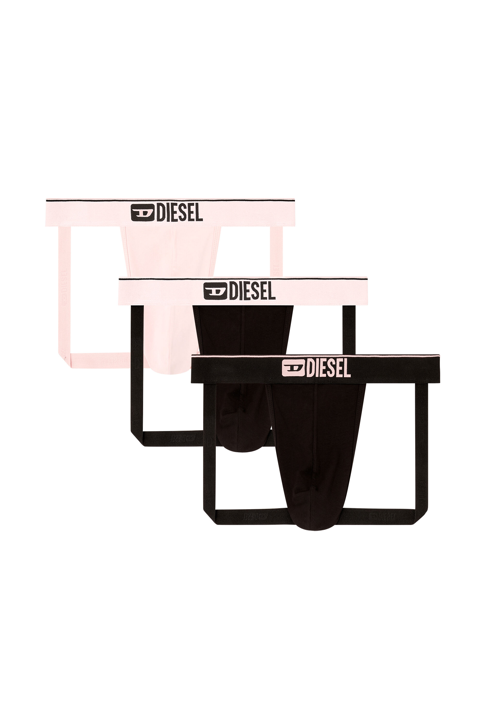 Diesel - UMBR-JOCKYTHREEPACK, Male's Three-pack jockstraps with front logo in Black/Pink - 2