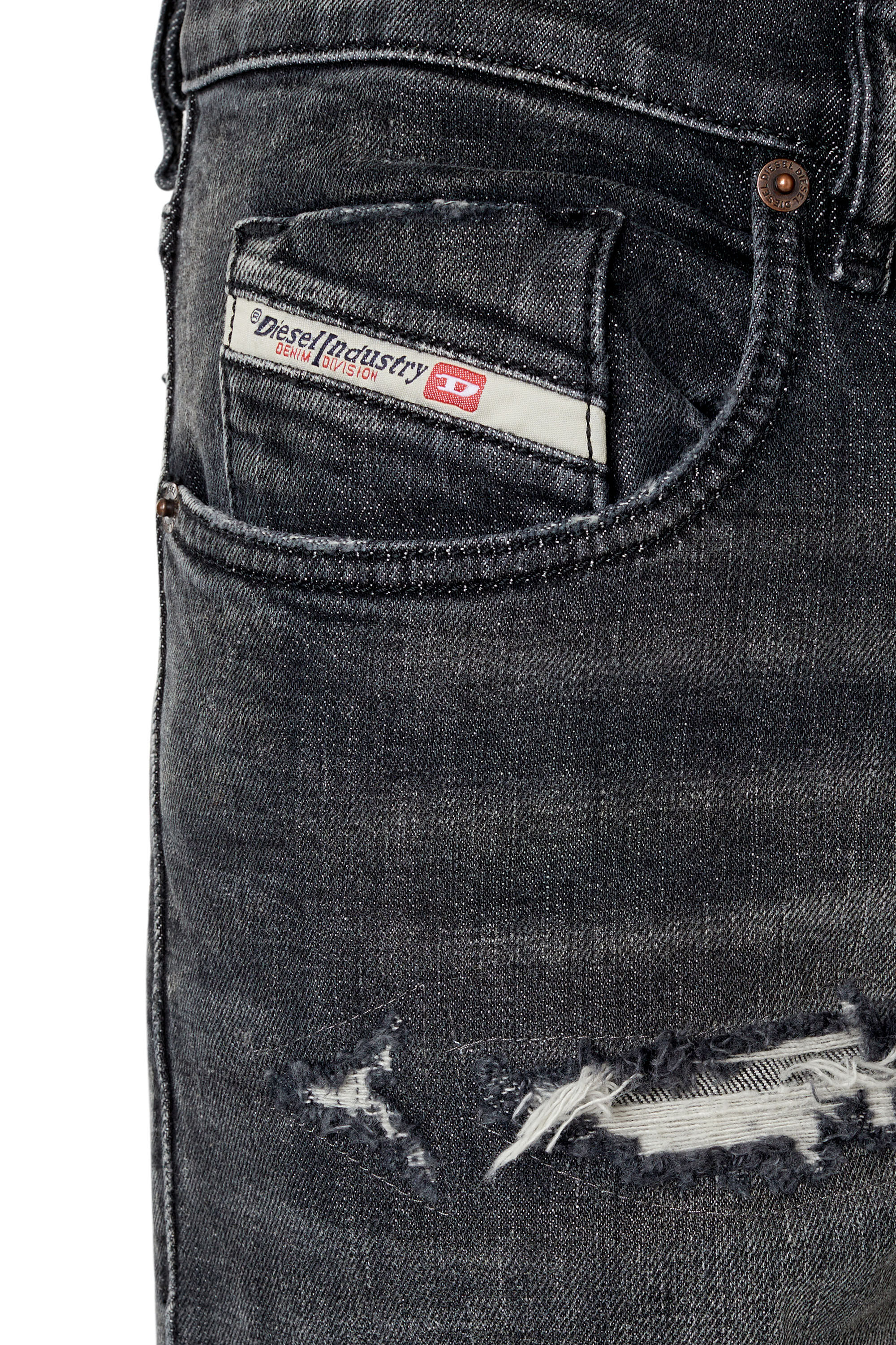 Diesel - 2019 D-Strukt 09F07 Slim Jeans, Black/Dark Grey - Image 6