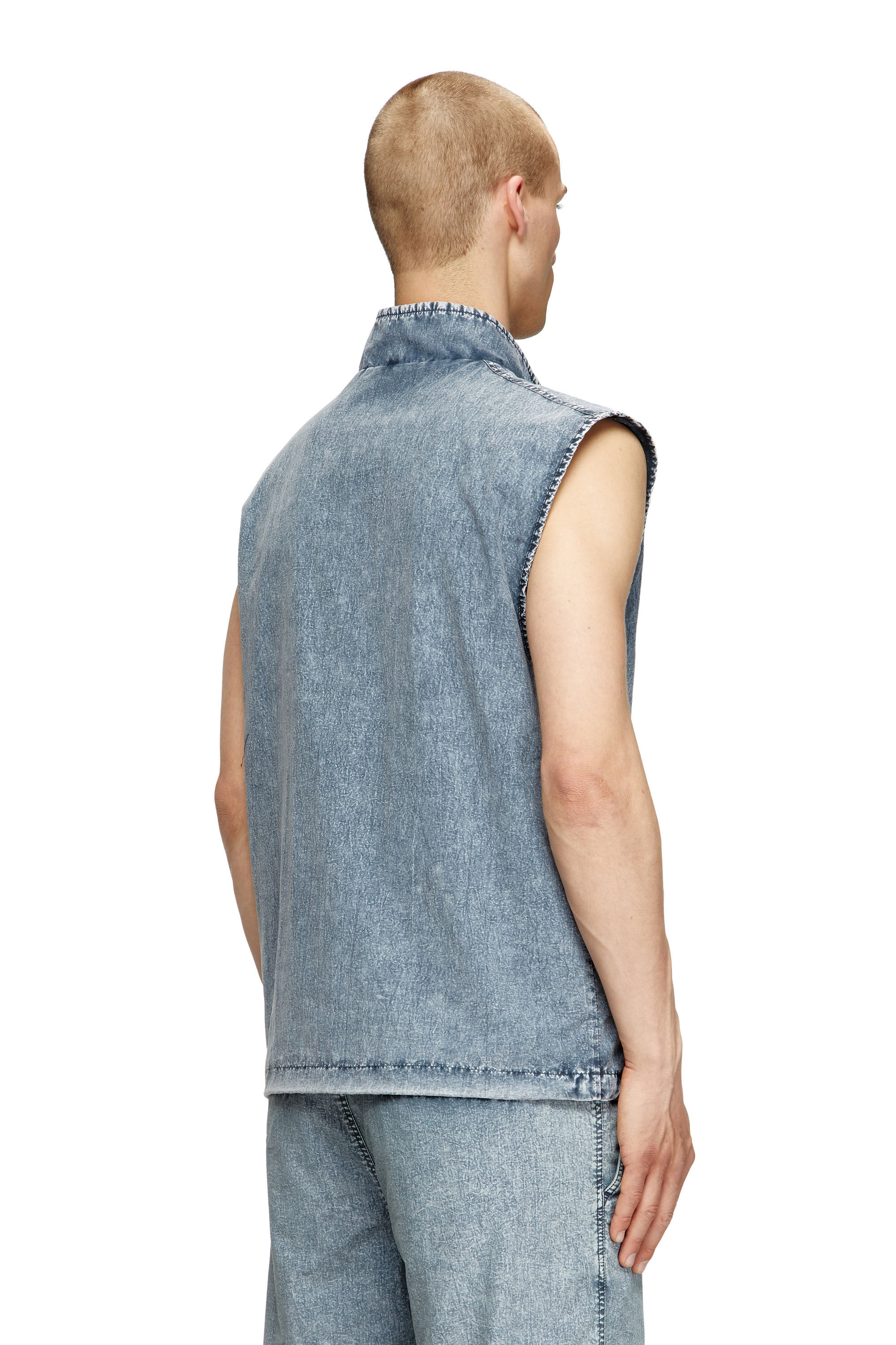 Diesel - J-ERB, Male's Vest in recycled nylon taslan in Medium Blue - 5