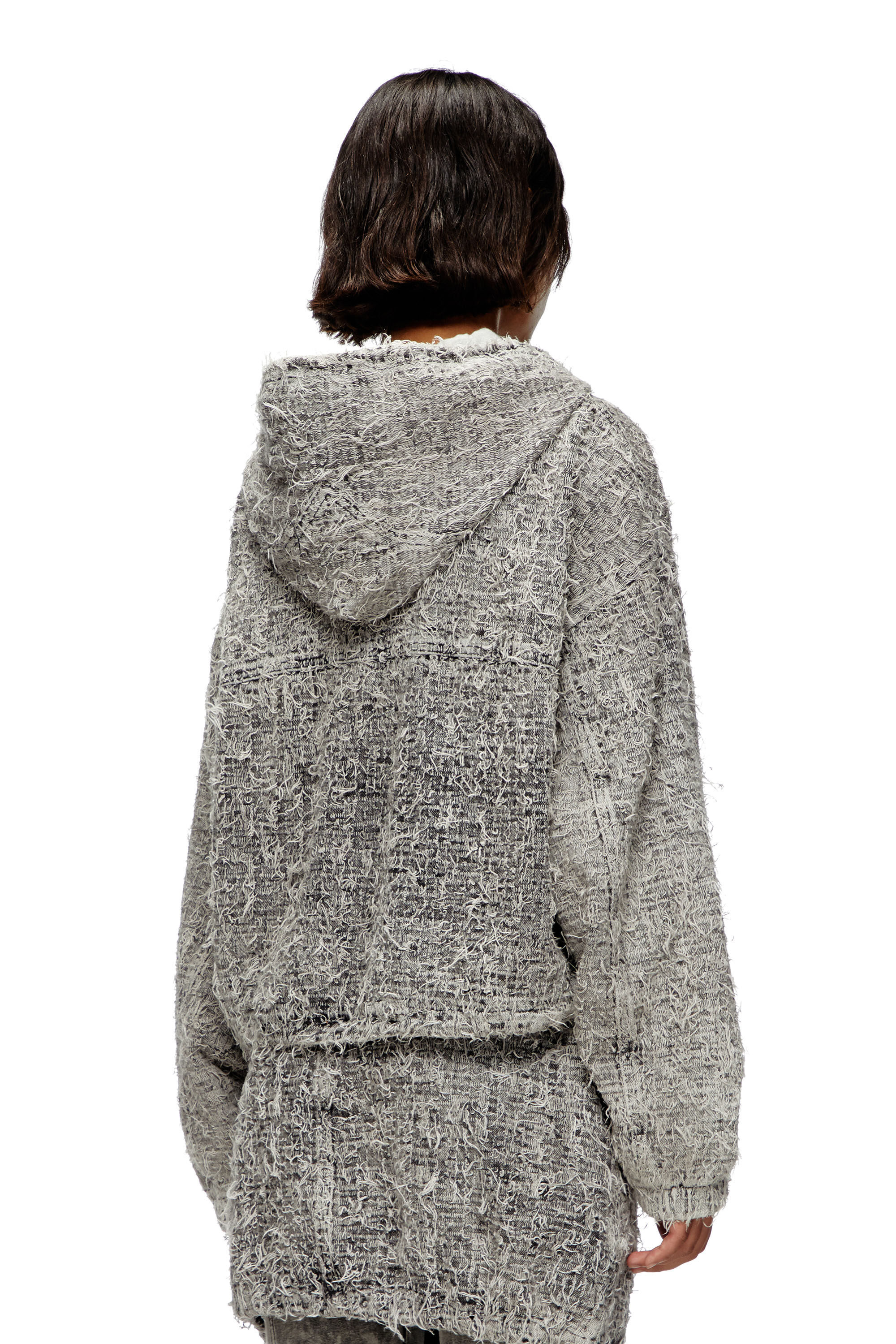 Diesel - DE-FLOW-S1, Veste à capuche en denim bouclé Femme in Gris - 5