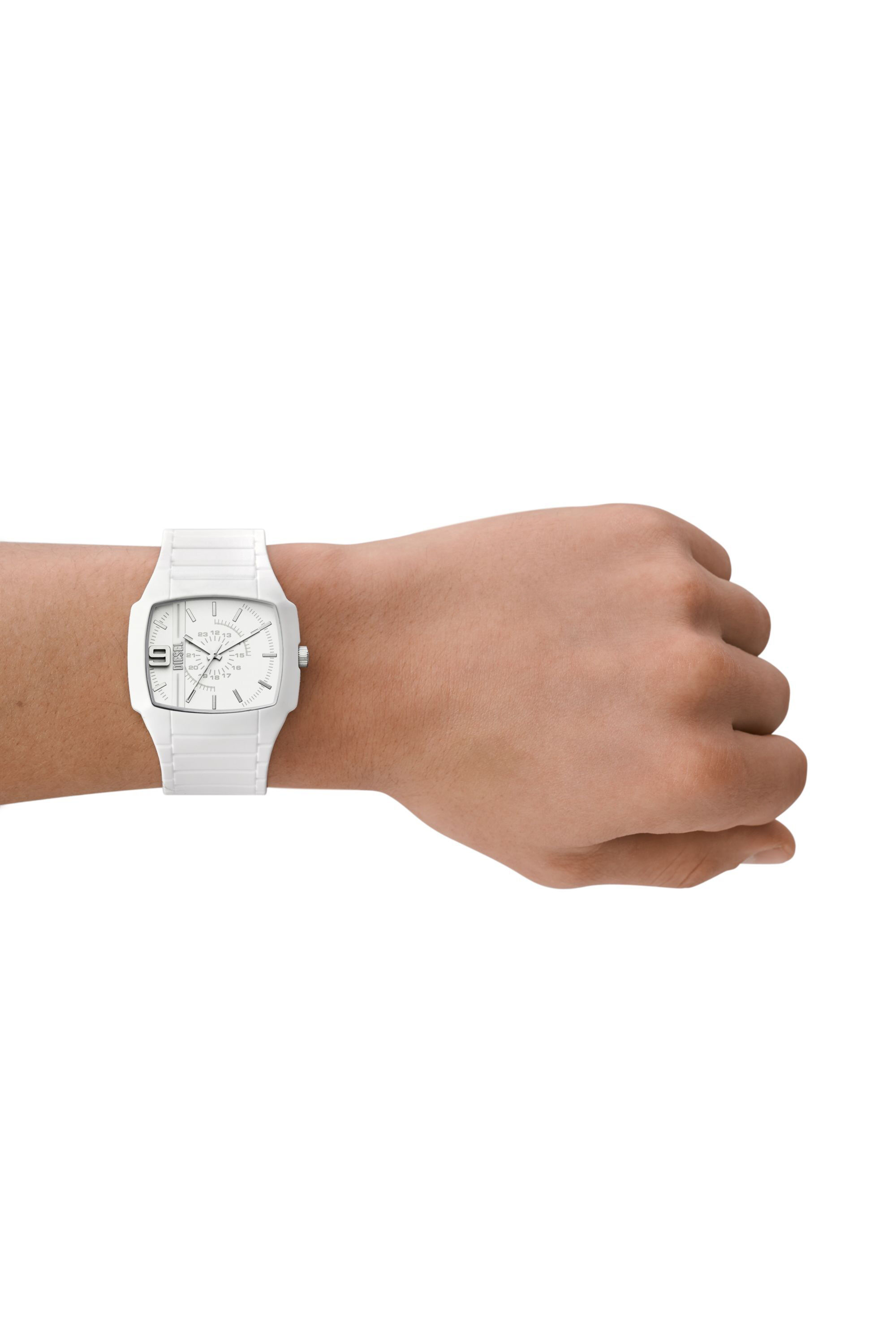 Diesel - DZ2204, Male Cliffhanger 2.0 three-hand white silicone watch in White - Image 4