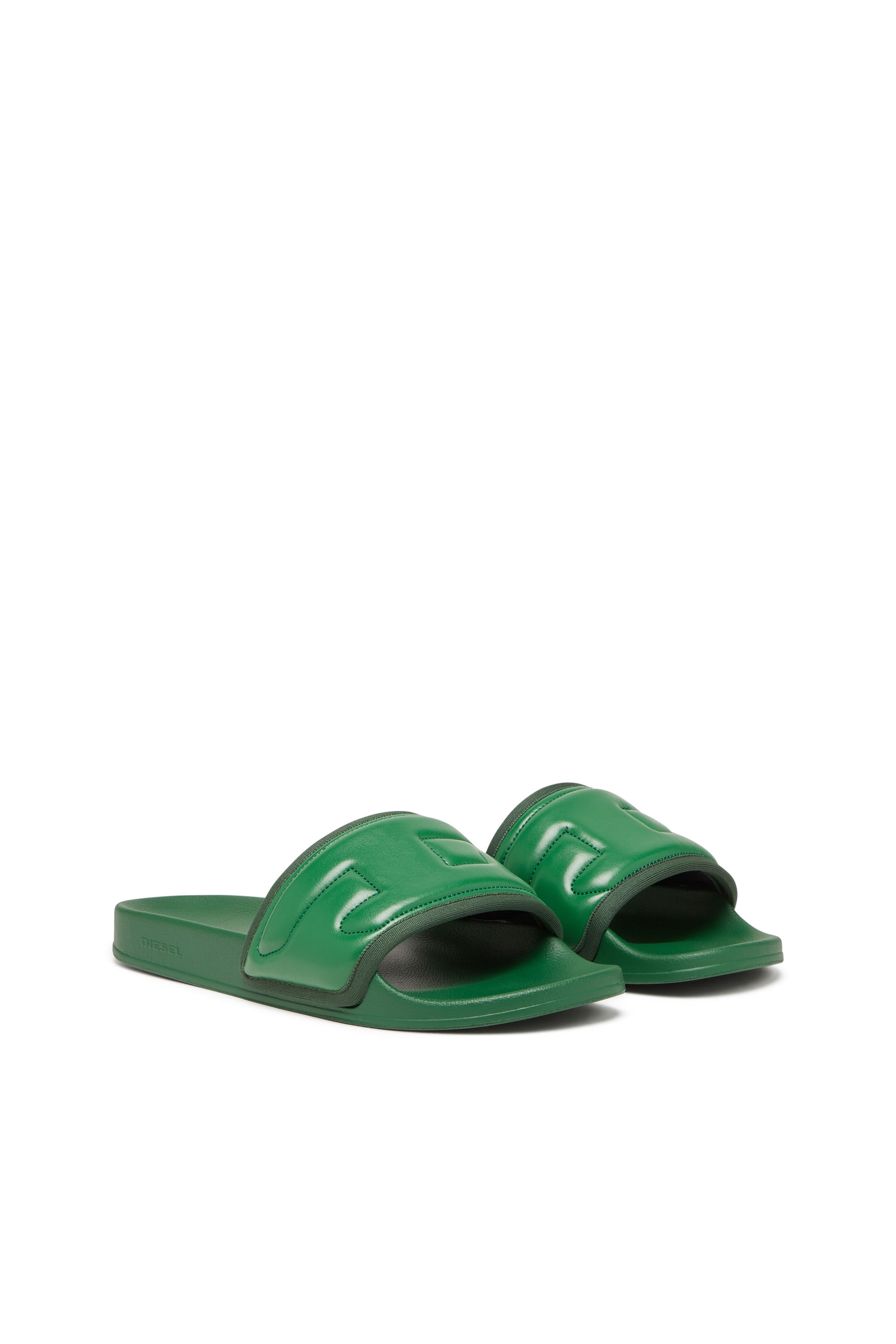 Diesel - SA-MAYEMI PUF X, Sa-Mayemi Puf X - Claquettes de piscine avec bande à logo effet bouffant Mixte in Vert - 2