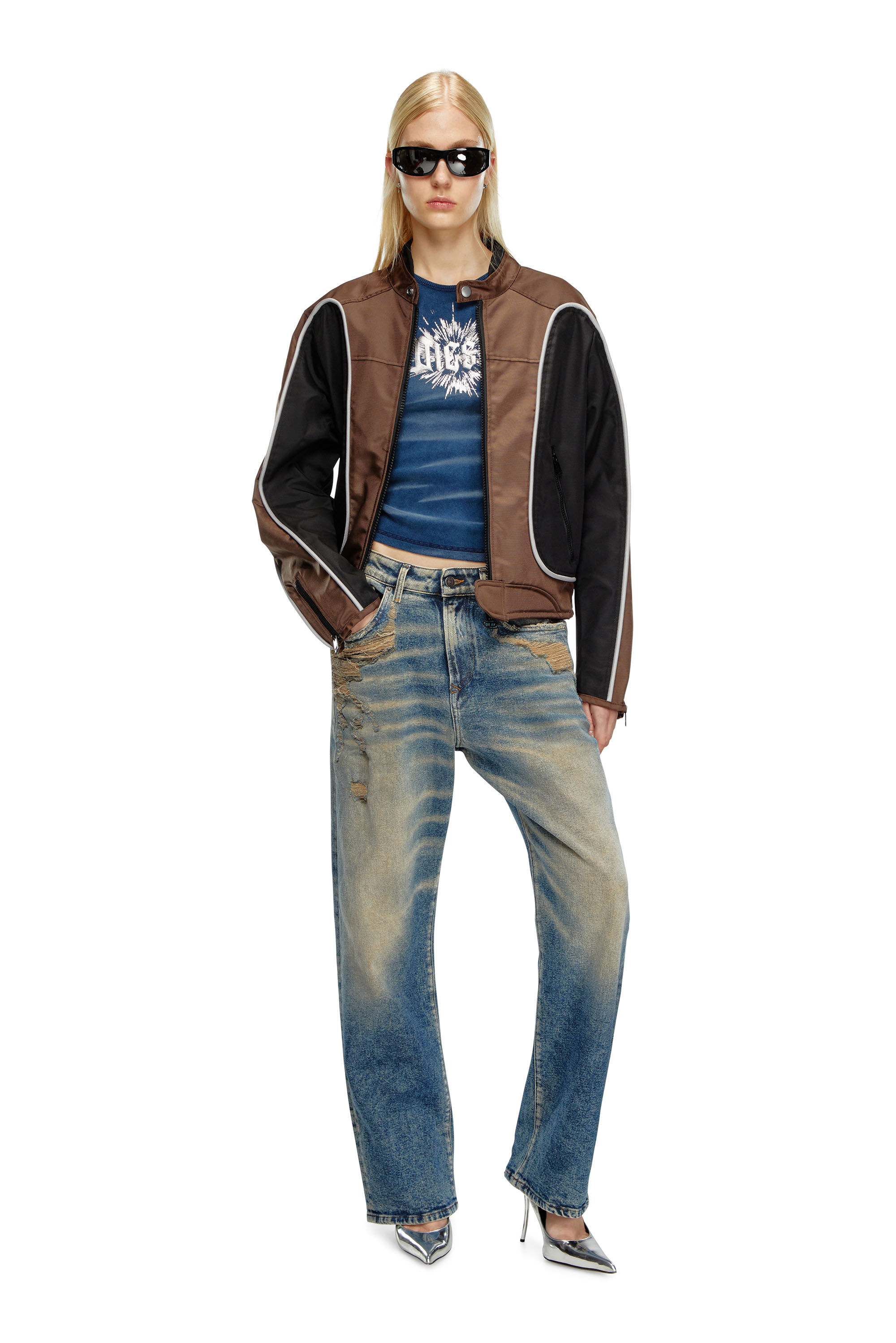 Diesel - J-BLINK, Veste biker en nylon color-block Homme in Polychrome - 7