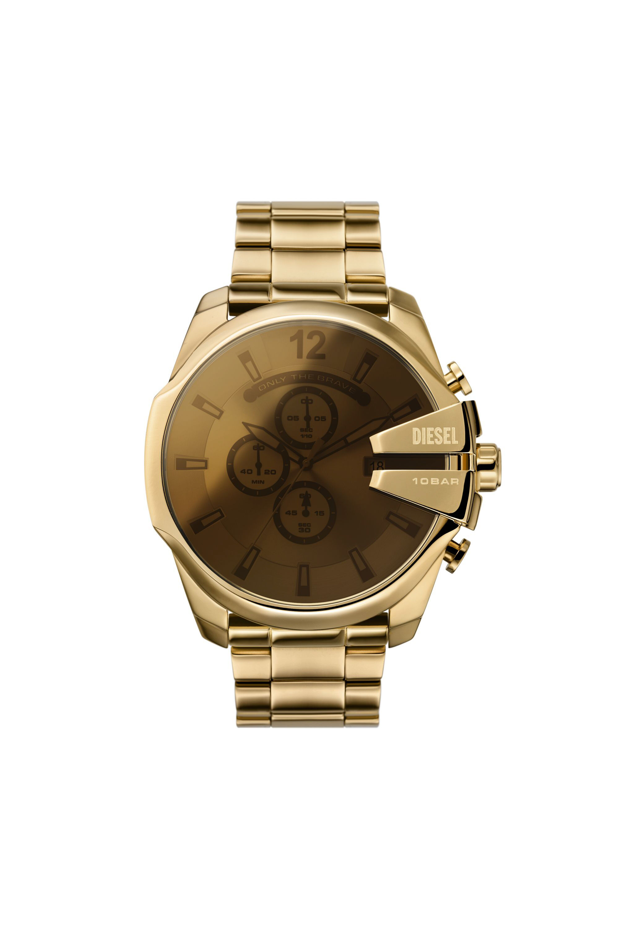 Diesel - DZ4662, Male's Mega Chief chronograph gold-tone stainless steel watch in Gold - 1