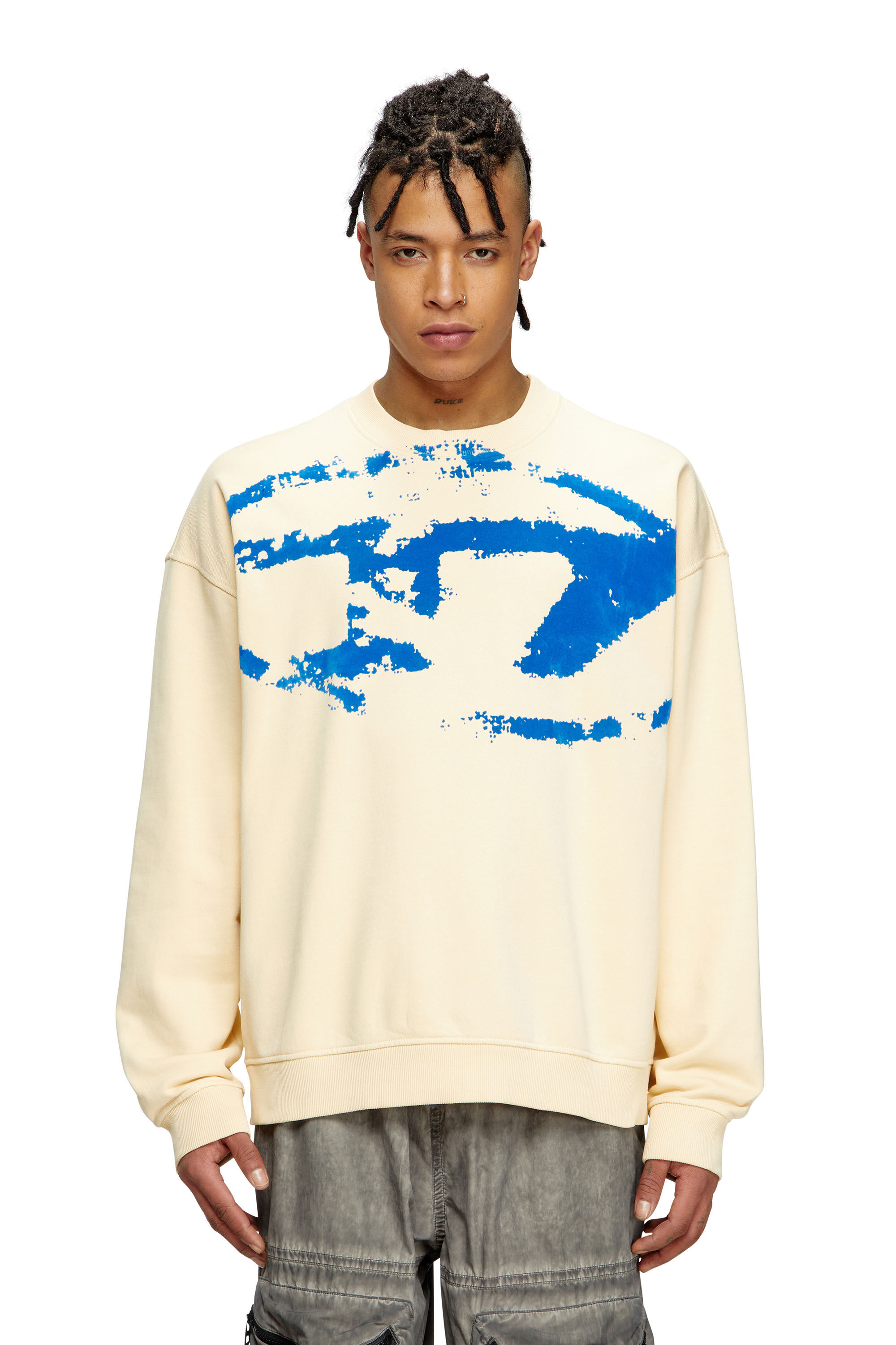Diesel - S-BOXT-N5, Sweat-shirt avec logo floqué effet vieilli Homme in Polychrome - 3
