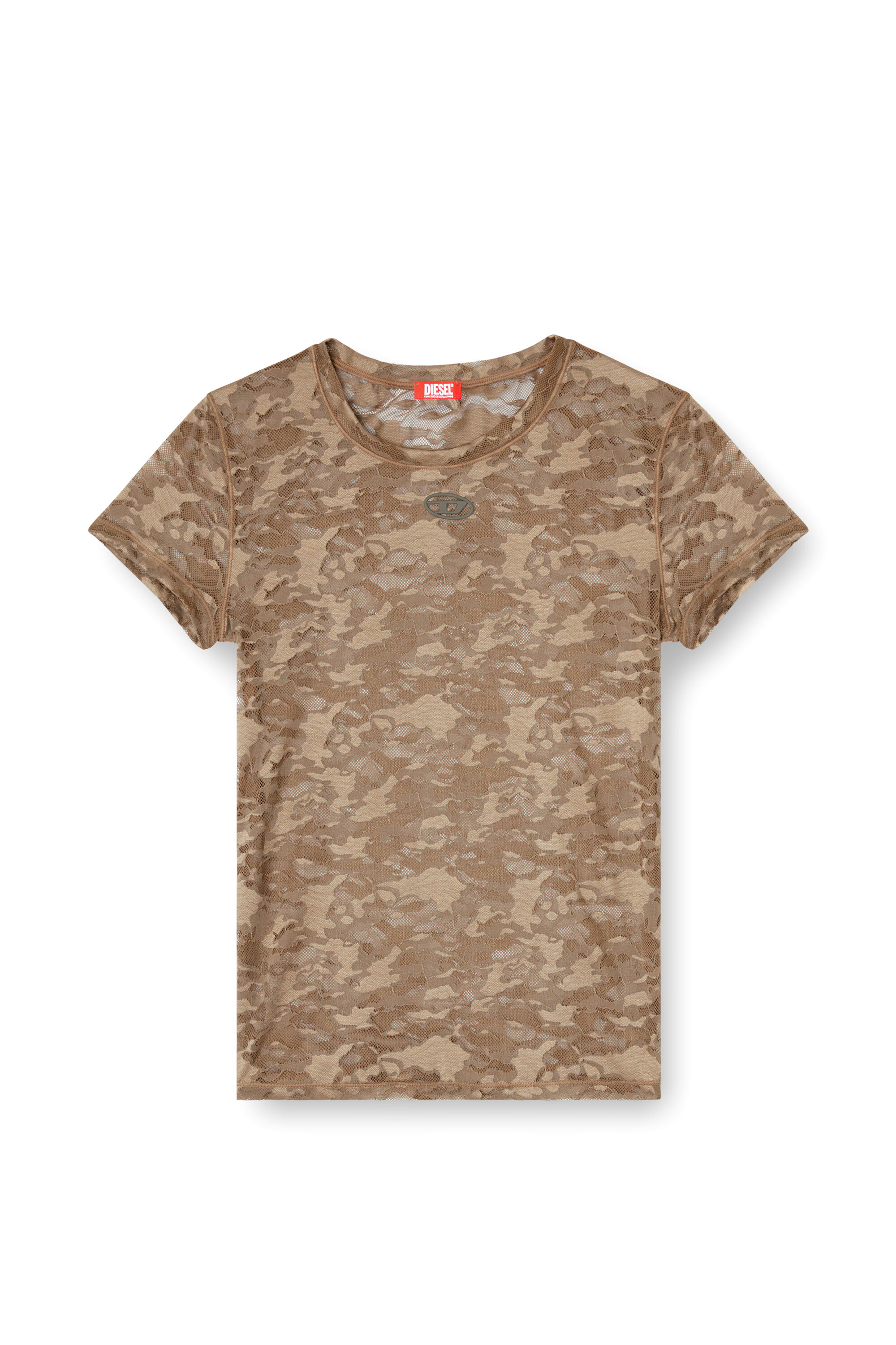 Diesel - KASIA-UTLT, Female's Camo lace T-shirt in Brown - 4