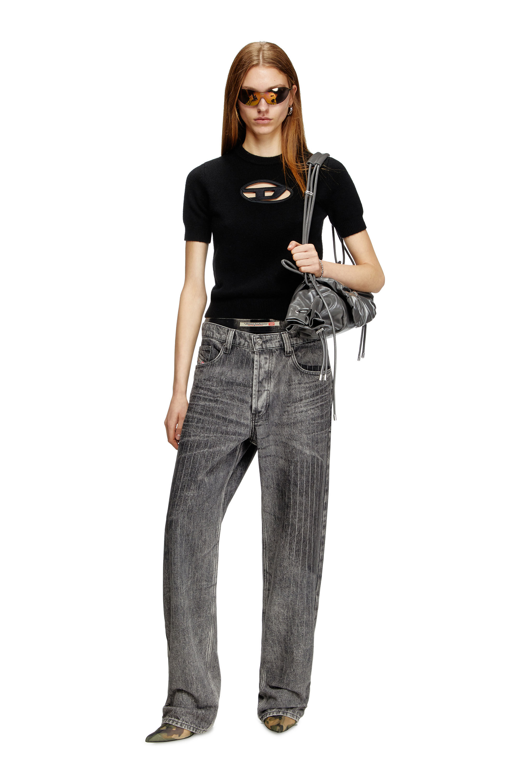 Diesel - M-ARGARIN-SS, Pull à manches courtes en mélange de cachemire Femme in Noir - 1