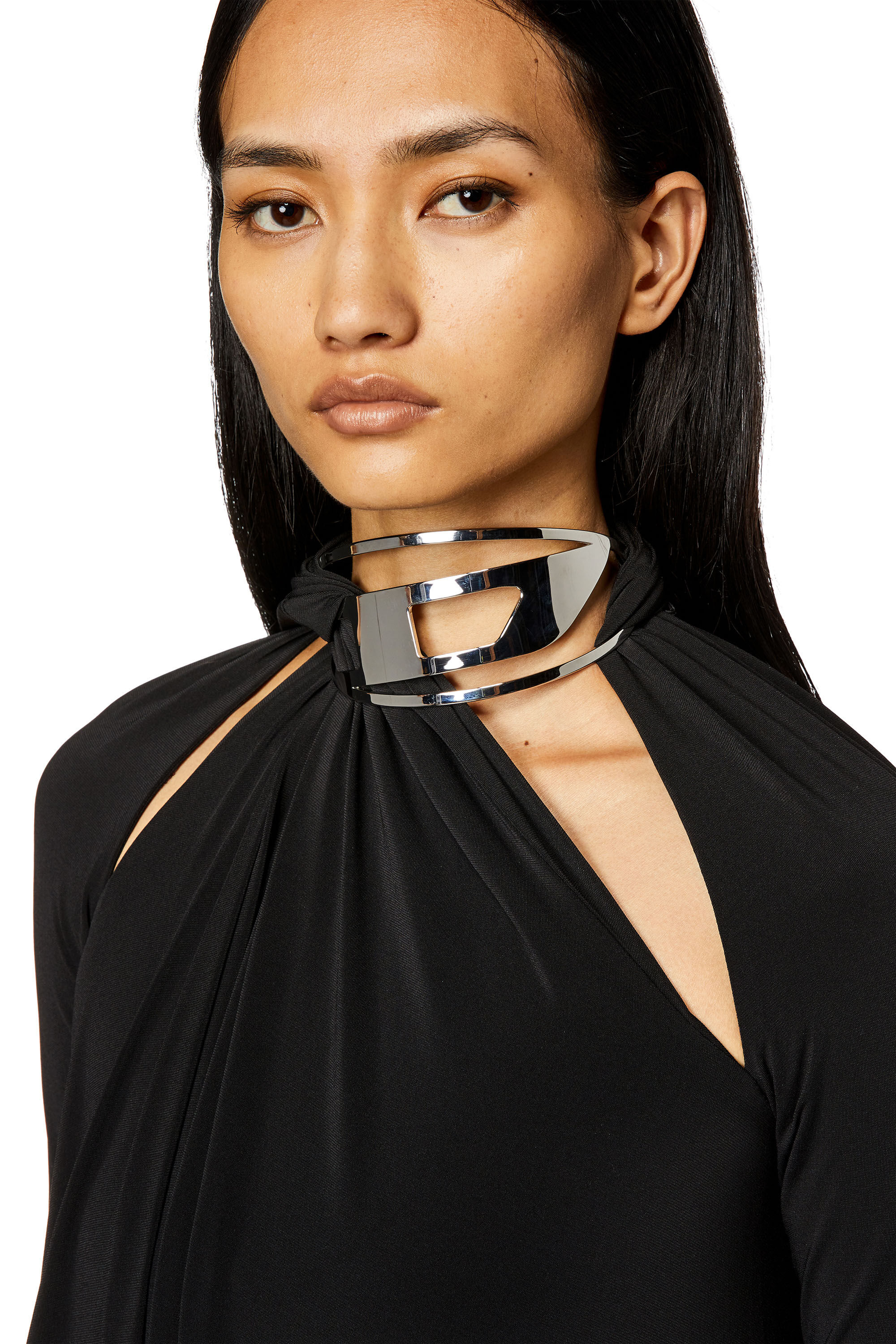 Diesel - D-LAVIE-KAF, Robe cut-out dos nu avec tour de cou à logo Femme in Noir - 4
