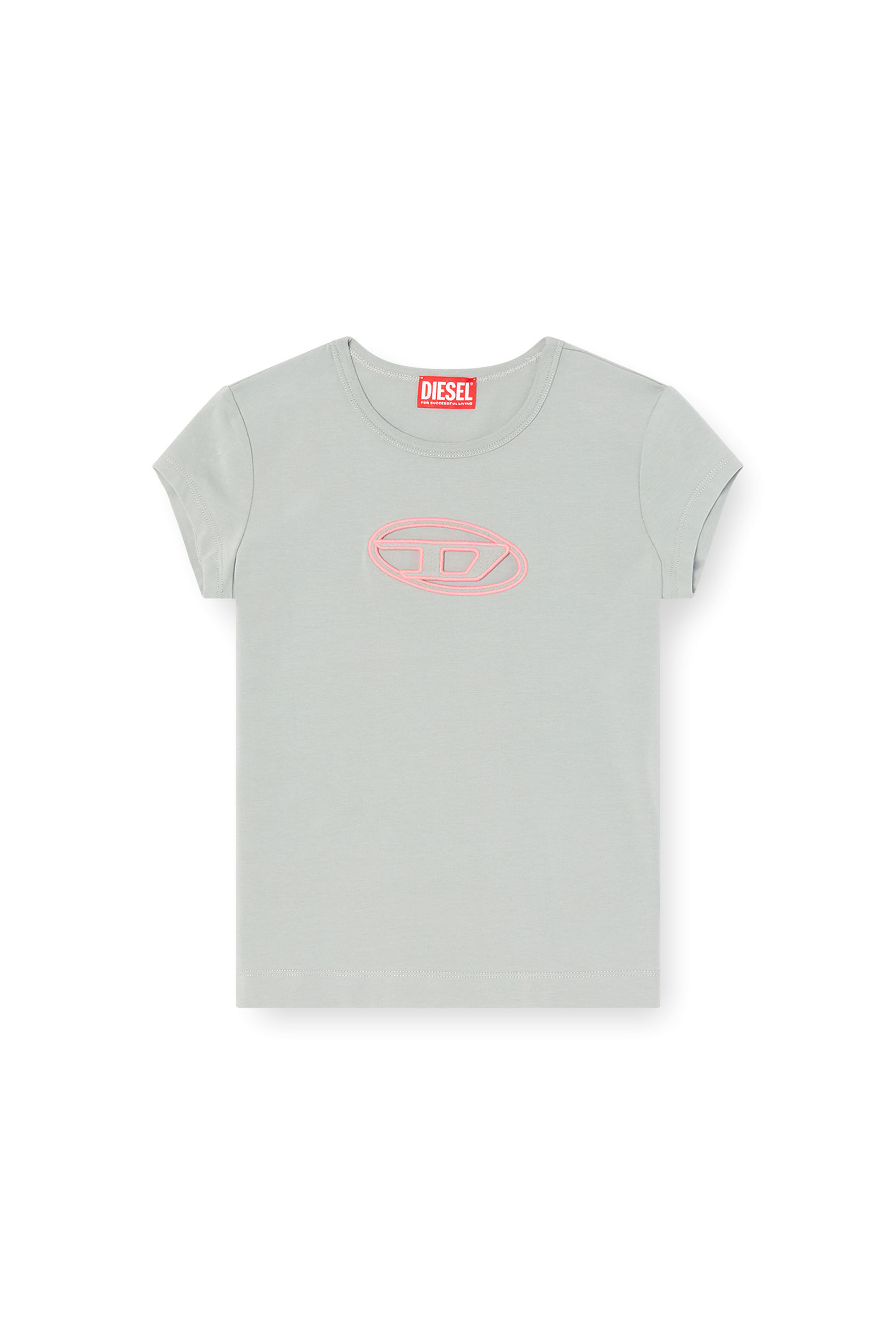 Diesel - T-ANGIE, T-shirt avec logo peek-a-boo Femme in Gris - 2