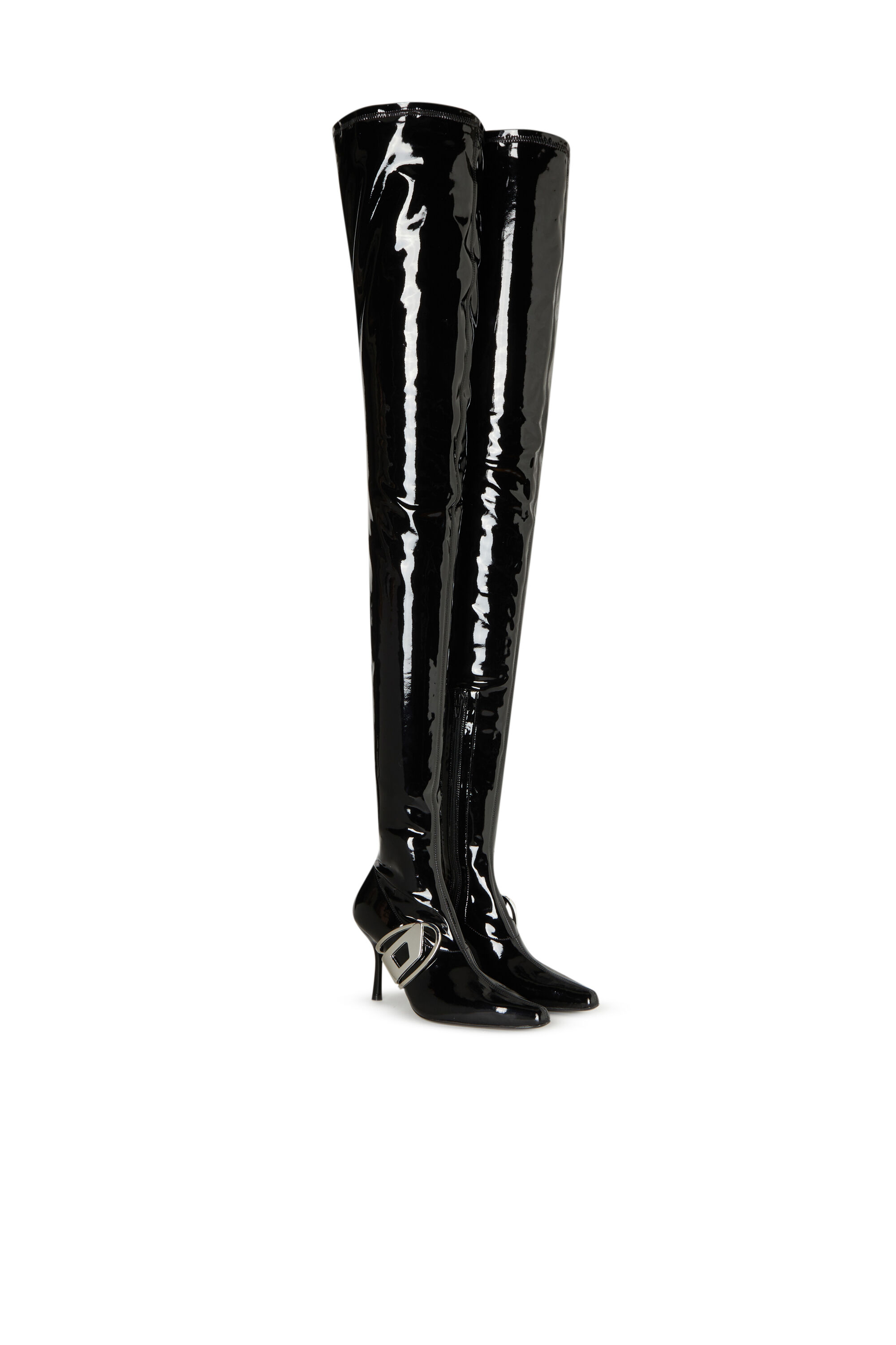 Diesel - D-ECLIPSE TBT, D-Eclipse TBT - Cuissardes vernies avec plaque ovale Femme in Noir - 2