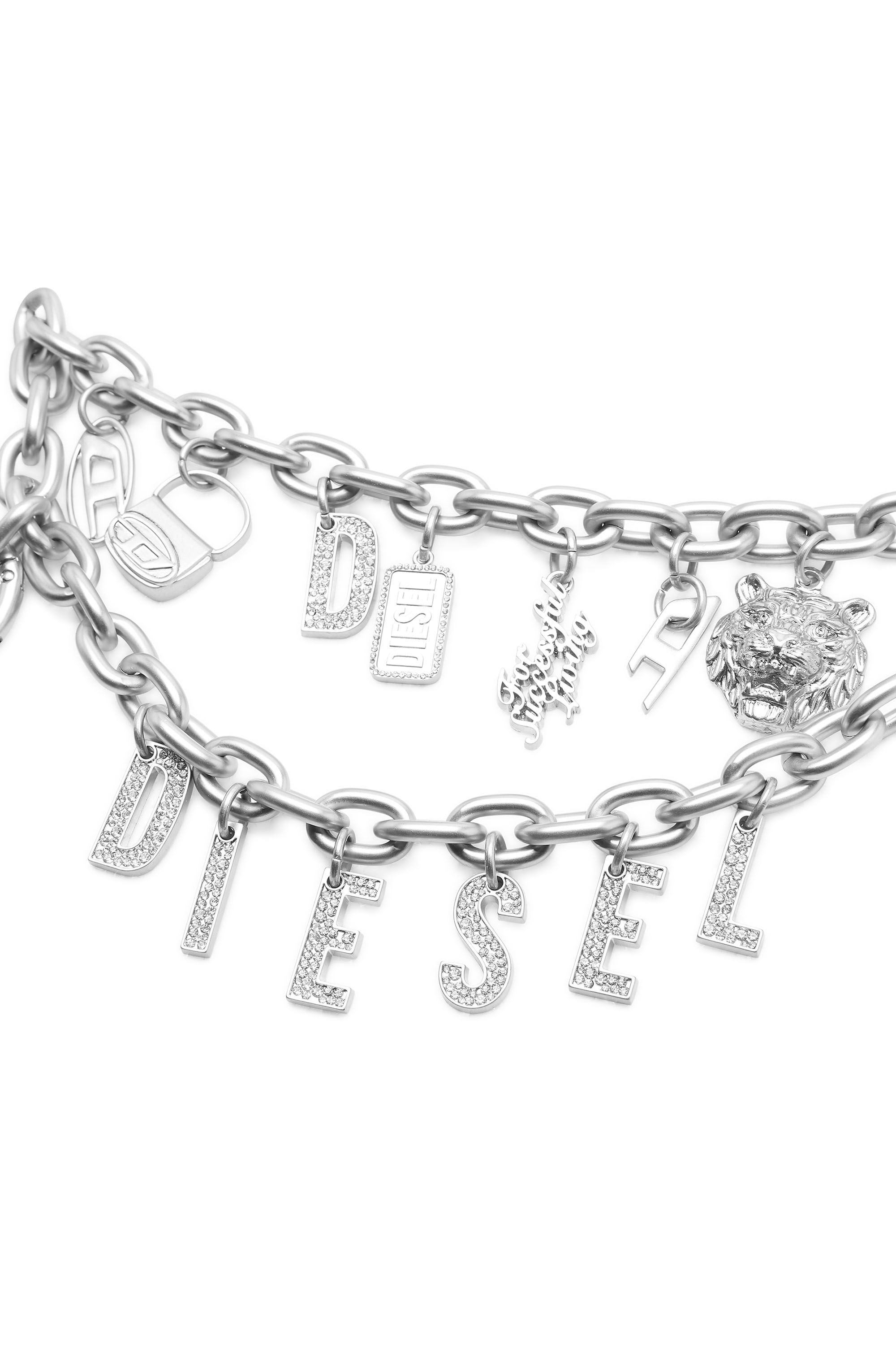 Diesel - HOSHI B-MULTICHARM CHAIN, Ceinture en chaîne à plusieurs breloques Mixte in Gris argenté - 3