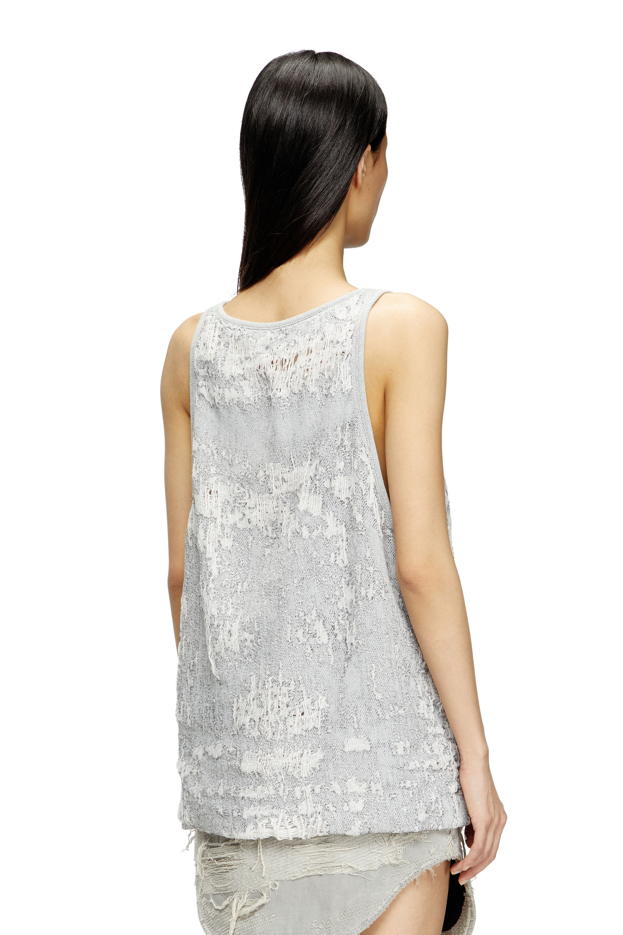 Diesel - DE-DALBY-FSG, Female's Top in ultra-destroyed jacquard denim in Light Blue - 4
