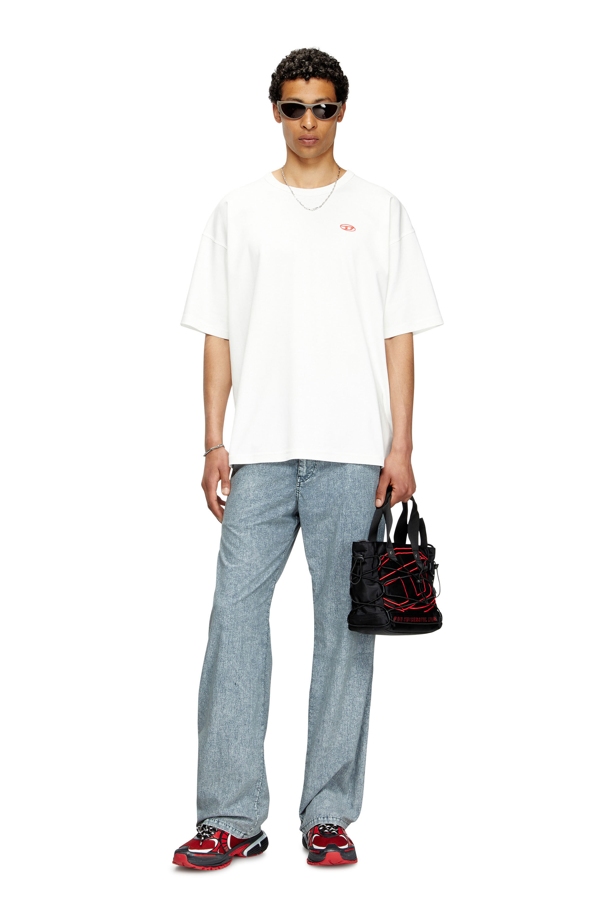 Diesel - T-BOXT-T6, Male's T-shirt with red Oval D in White - 1