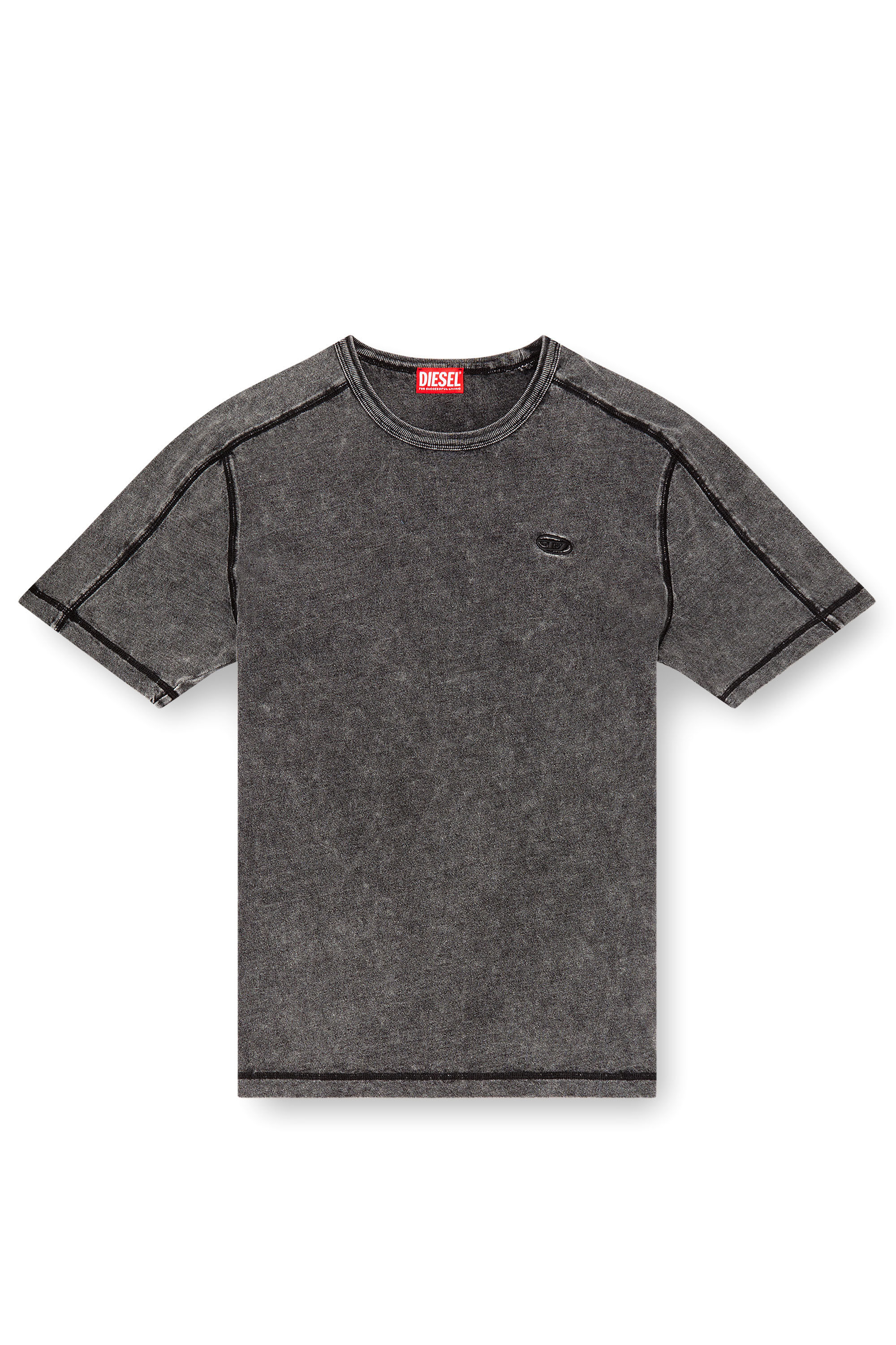 Diesel - T-ADJIND, Male's Denim-look jersey T-shirt in Black - 2