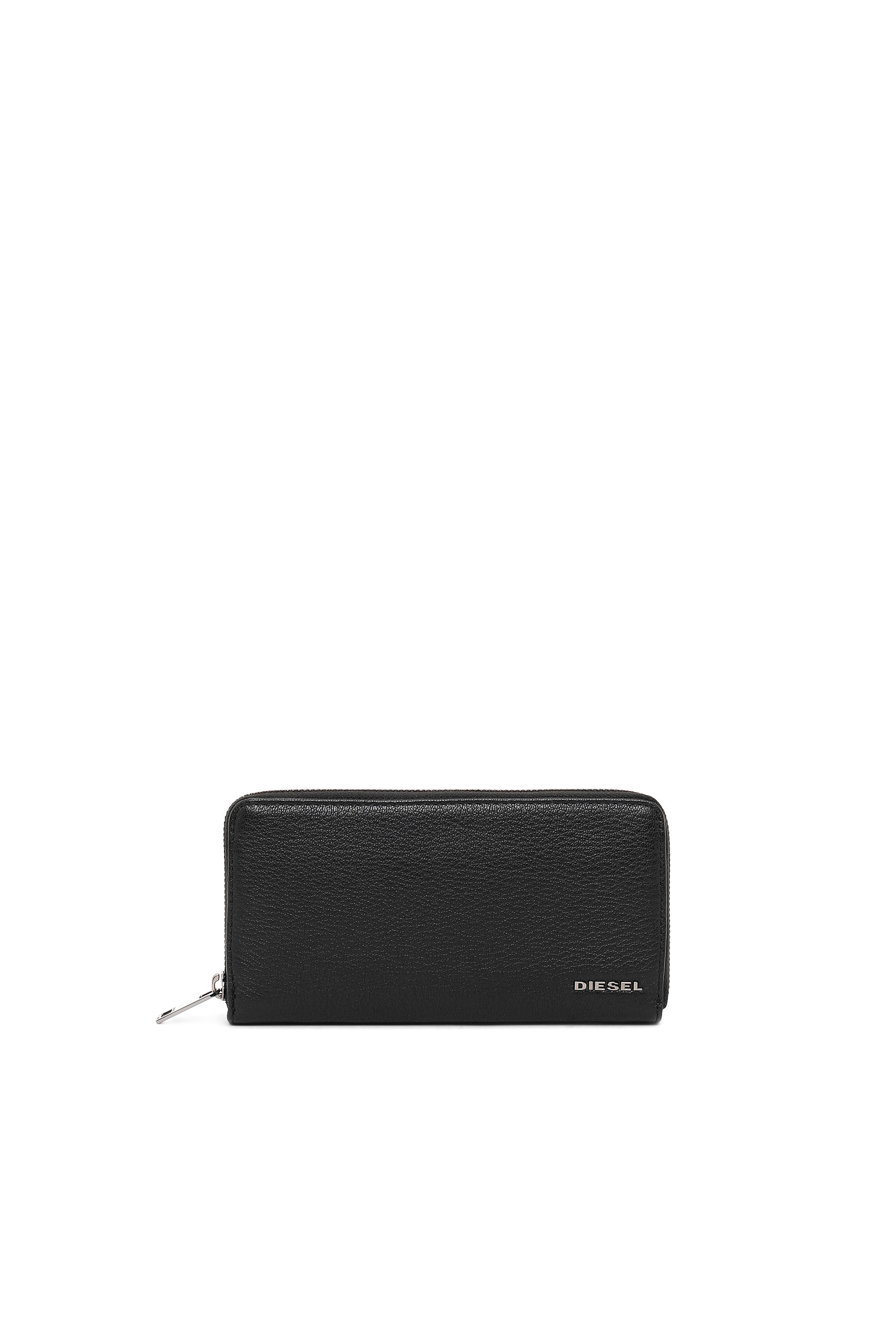 Diesel - 24 ZIP, Portefeuille zippé en cuir grainé Homme in Noir - 1