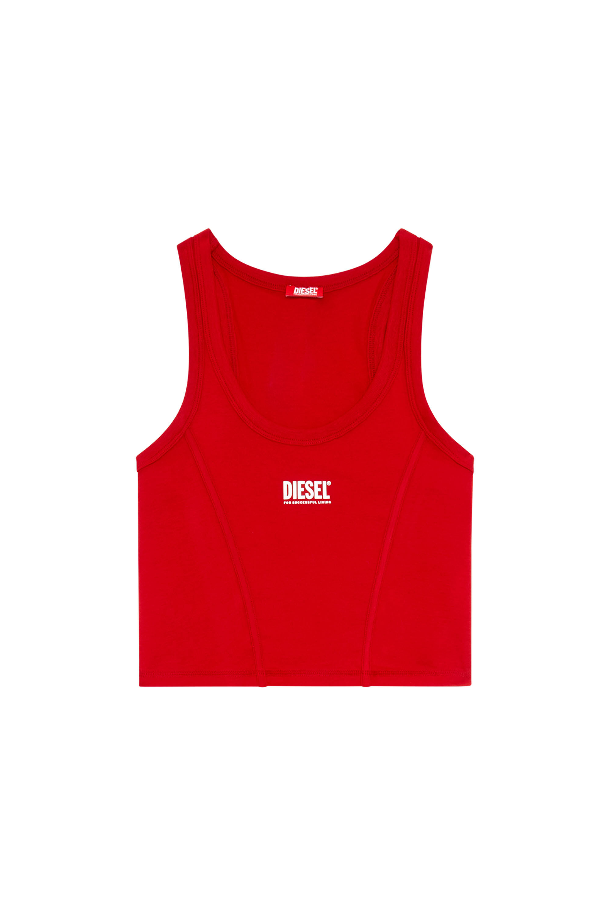 Diesel - UFTK-ALINKA, Débardeur cropped avec imprimé sur le devant Femme in Rouge - 1