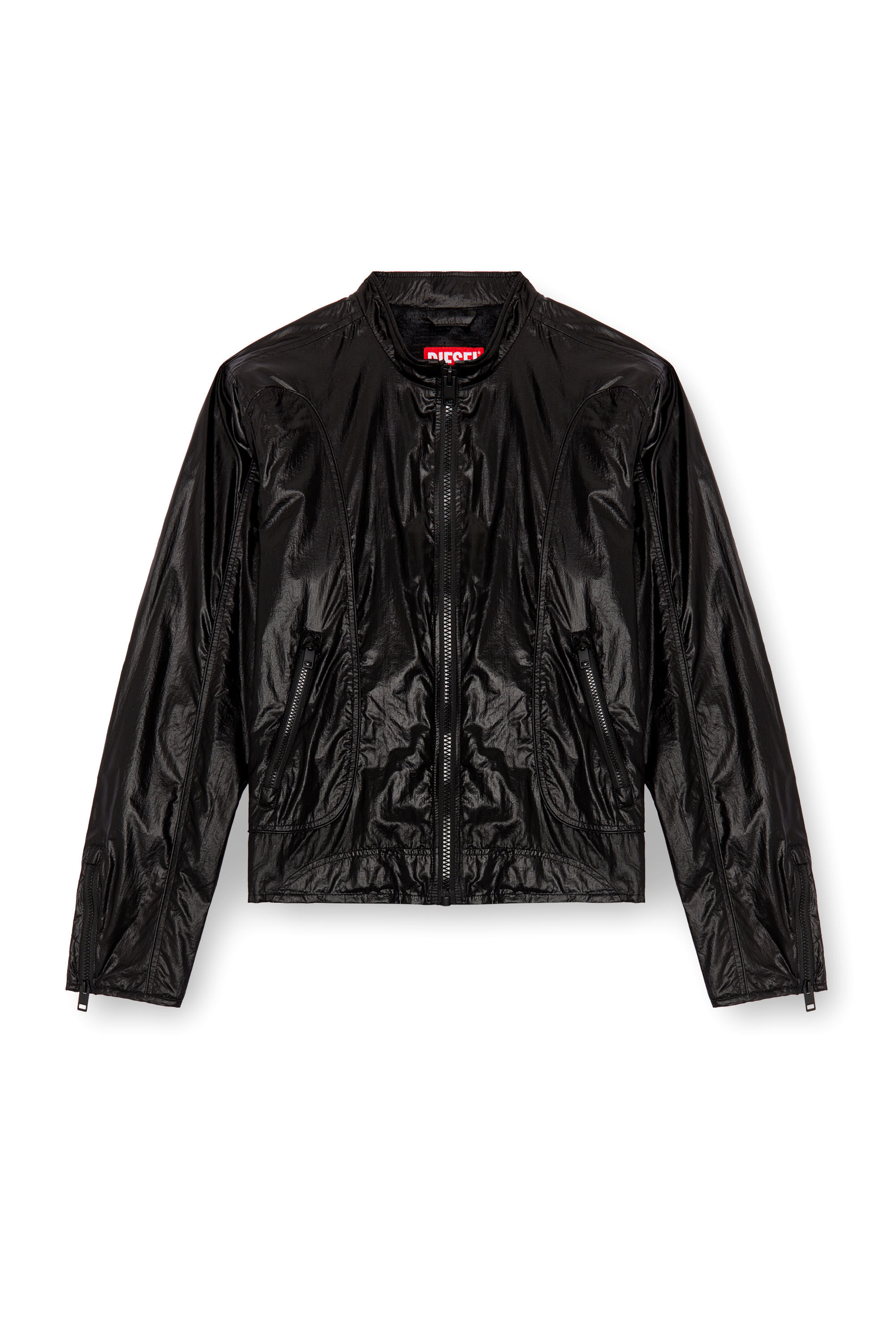 Diesel - J-CLAYS, Male's Biker jacket in shiny ripstop in Black - 2