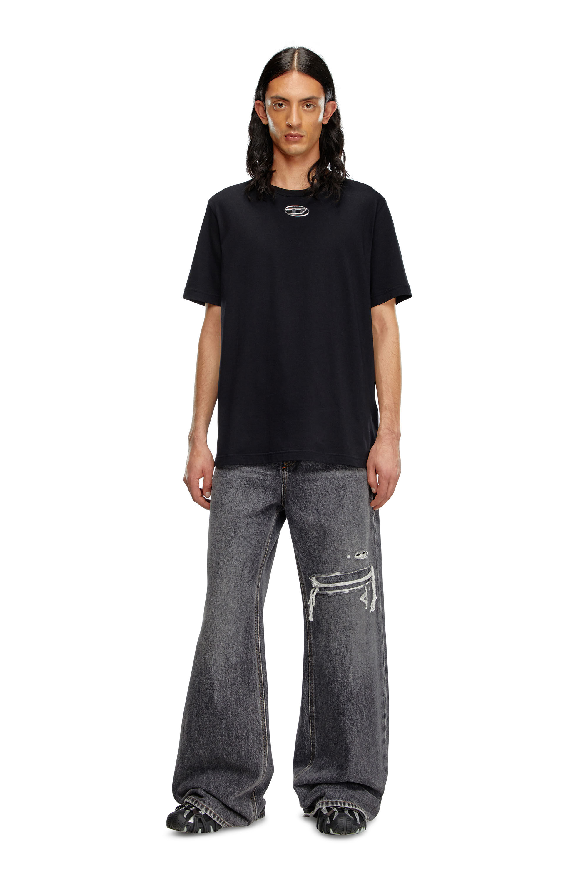 Men's T-shirt with injection moulded logo | Black | Diesel