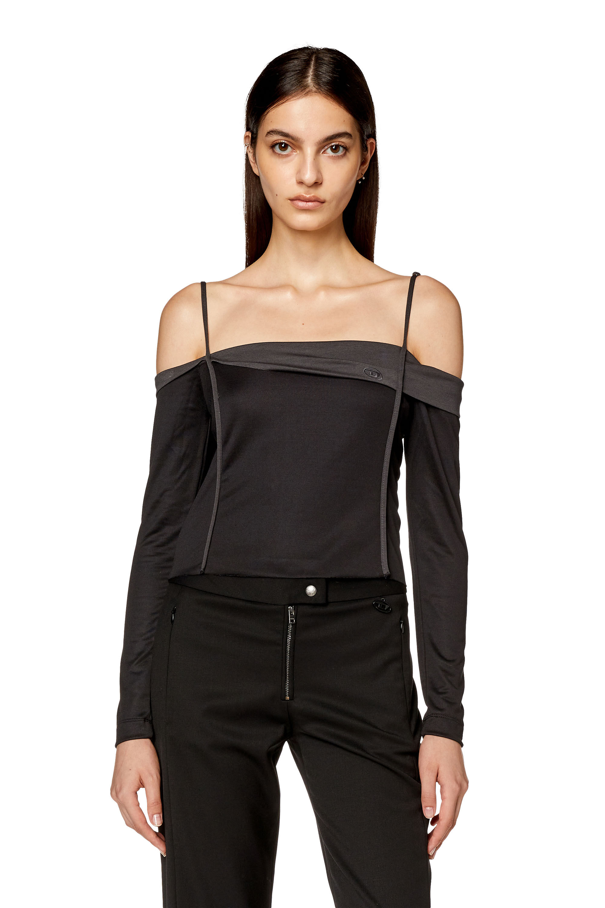 Diesel - T-DRAPER, Female's Bandeau top in stretch modal in Black - 3