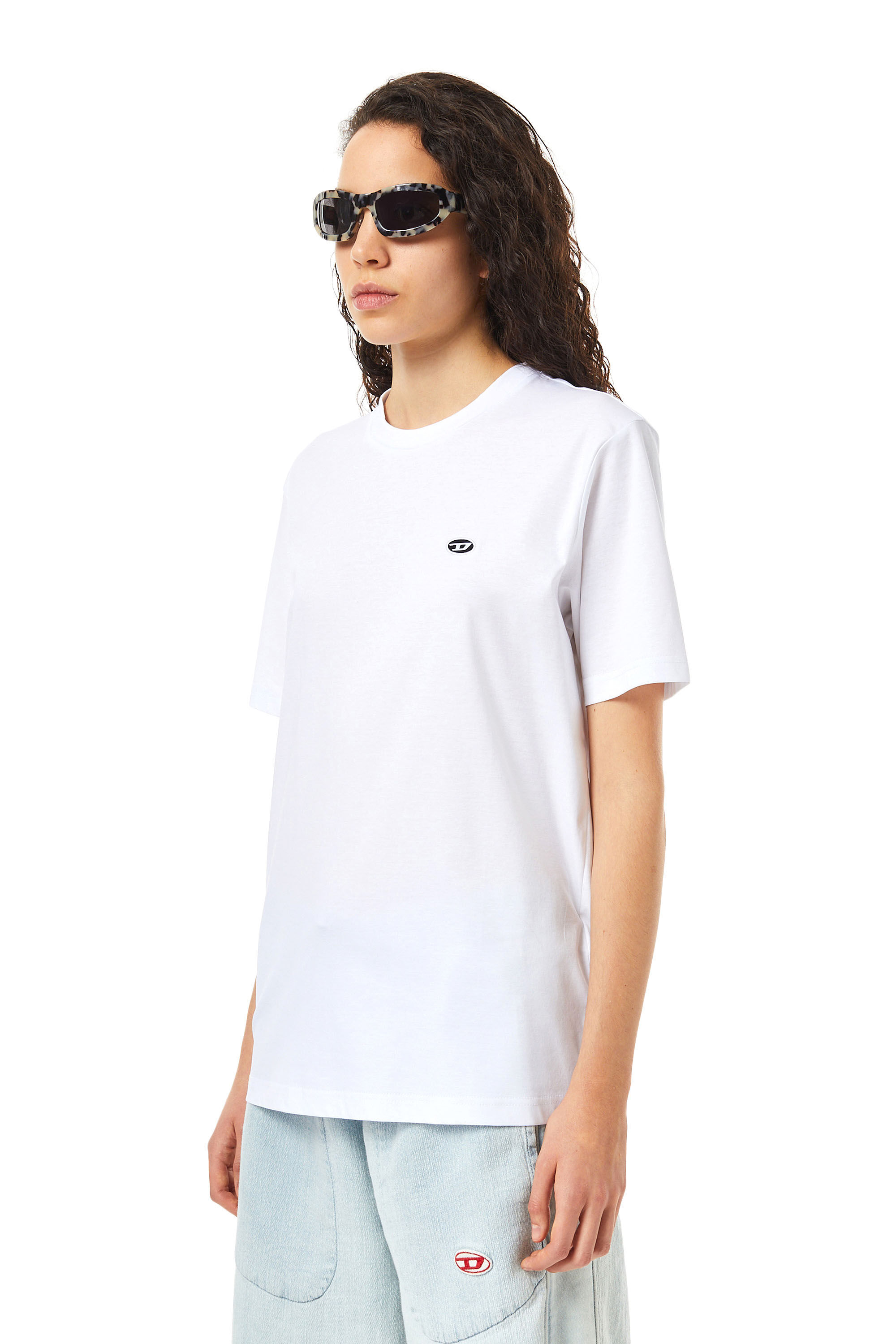 Diesel - T-JUST-DOVAL-PJ, Female's T-shirt with oval patch in Off White - 6