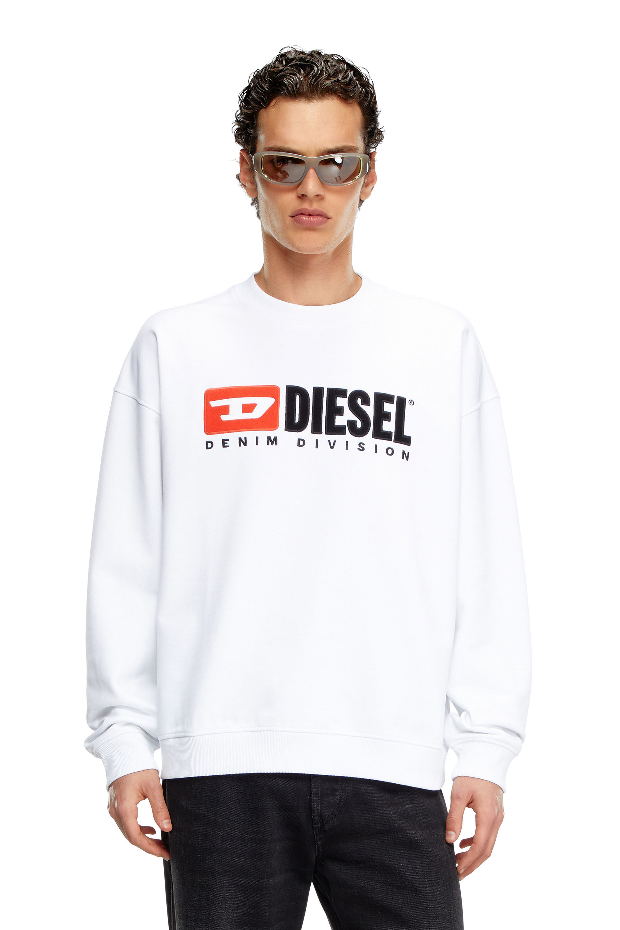 Diesel - S-BOXT-DIV, Sweat-shirt avec logo Denim Division Homme in Blanc - 3