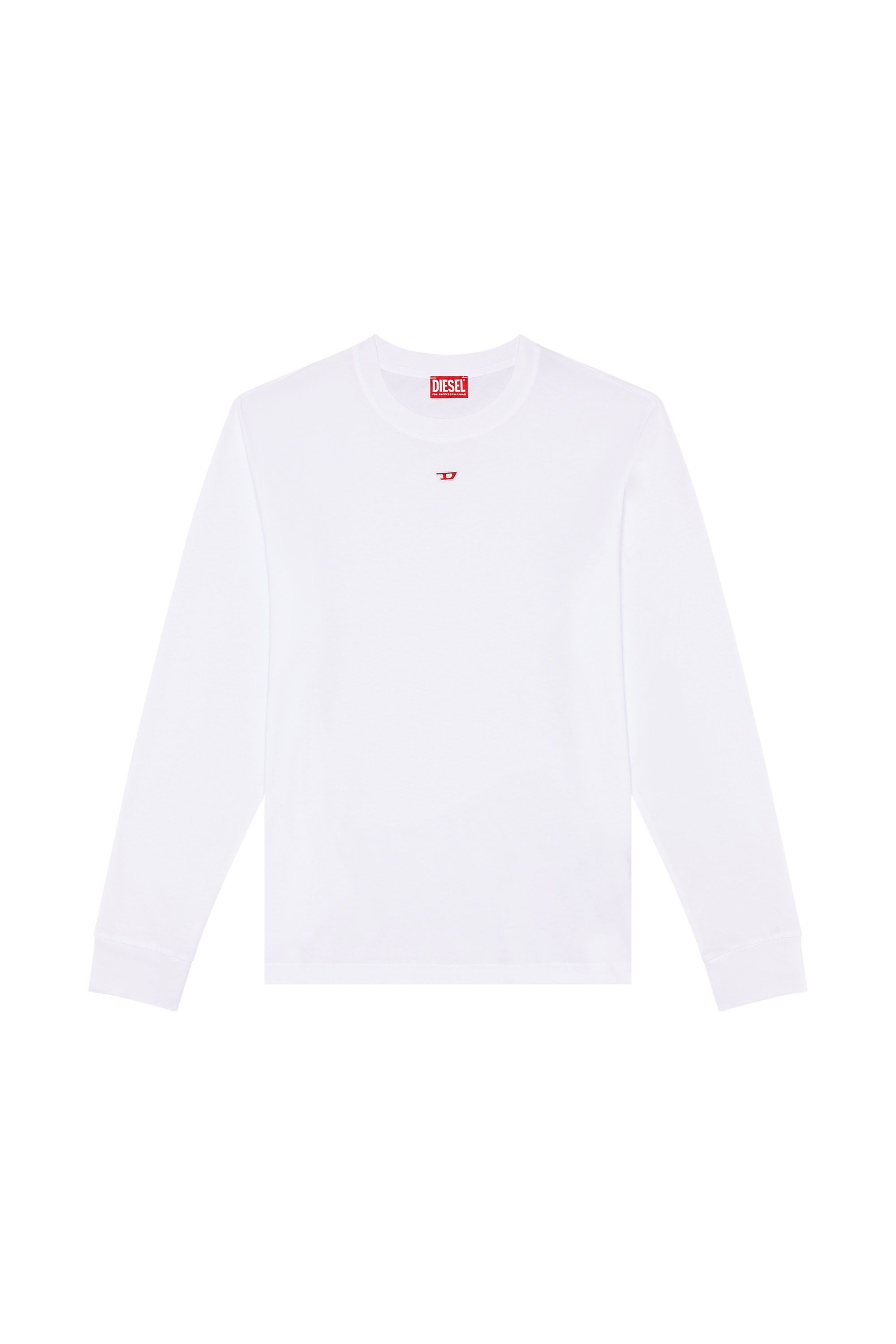 Diesel - T-JUST-LS-D, Male's Long-sleeve T-shirt with D patch in White - 2