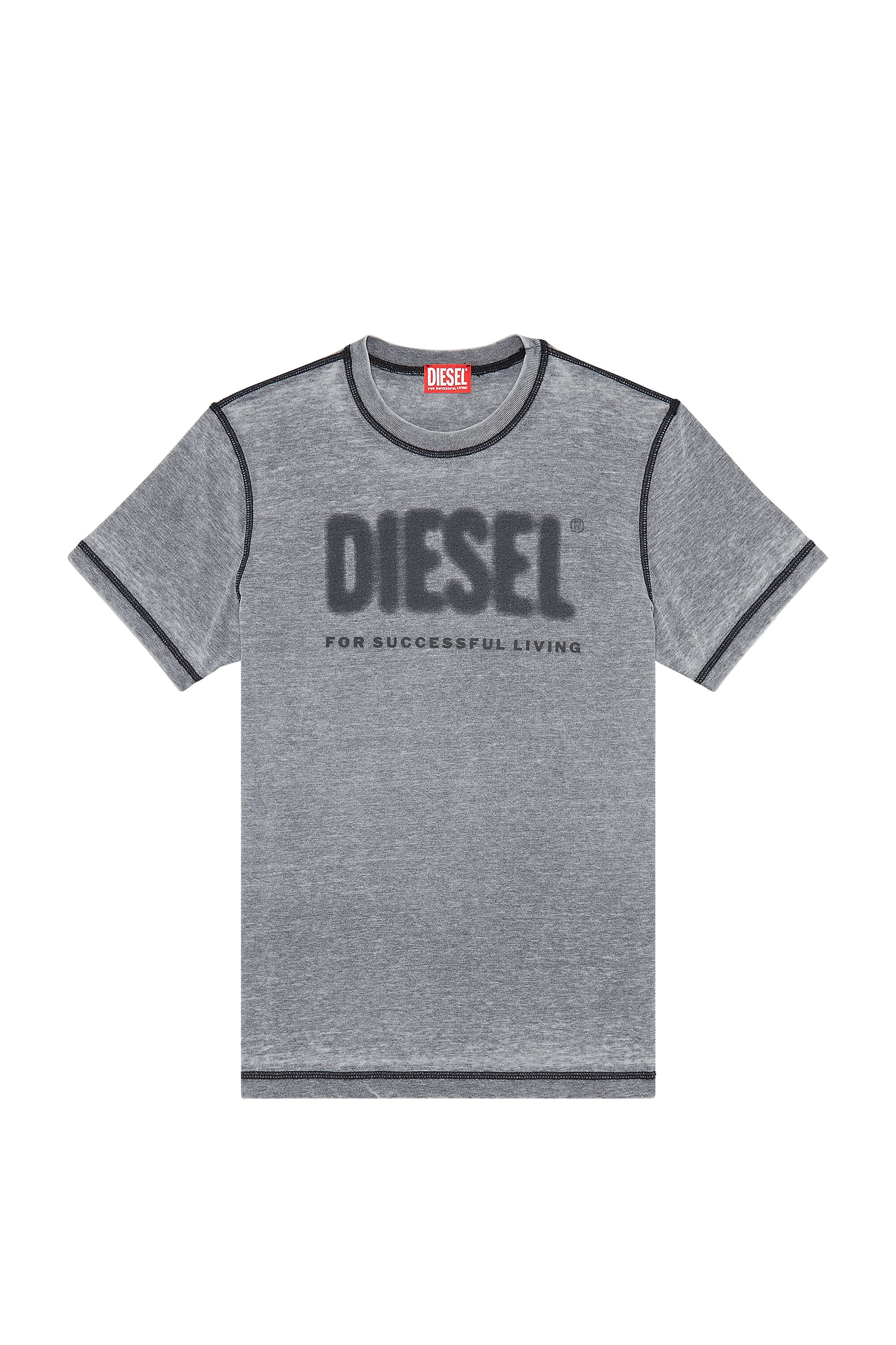 Diesel - T-DIEGOR-L1, T-shirt avec logo burn-out Homme in Gris - 2