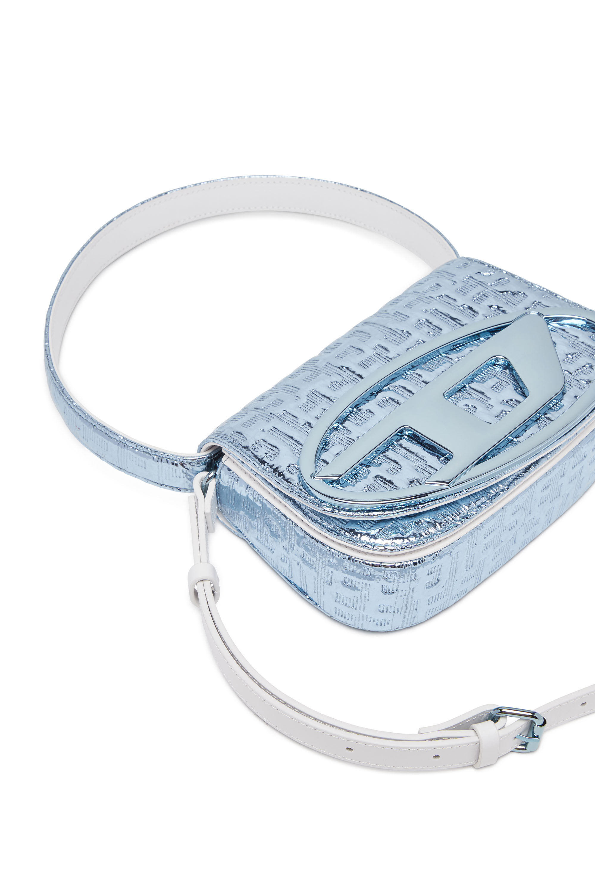 Diesel - FF-1DR SHOULDER BAG, Female's Iconic shoulder bag with metallic monogram in Azure - 5