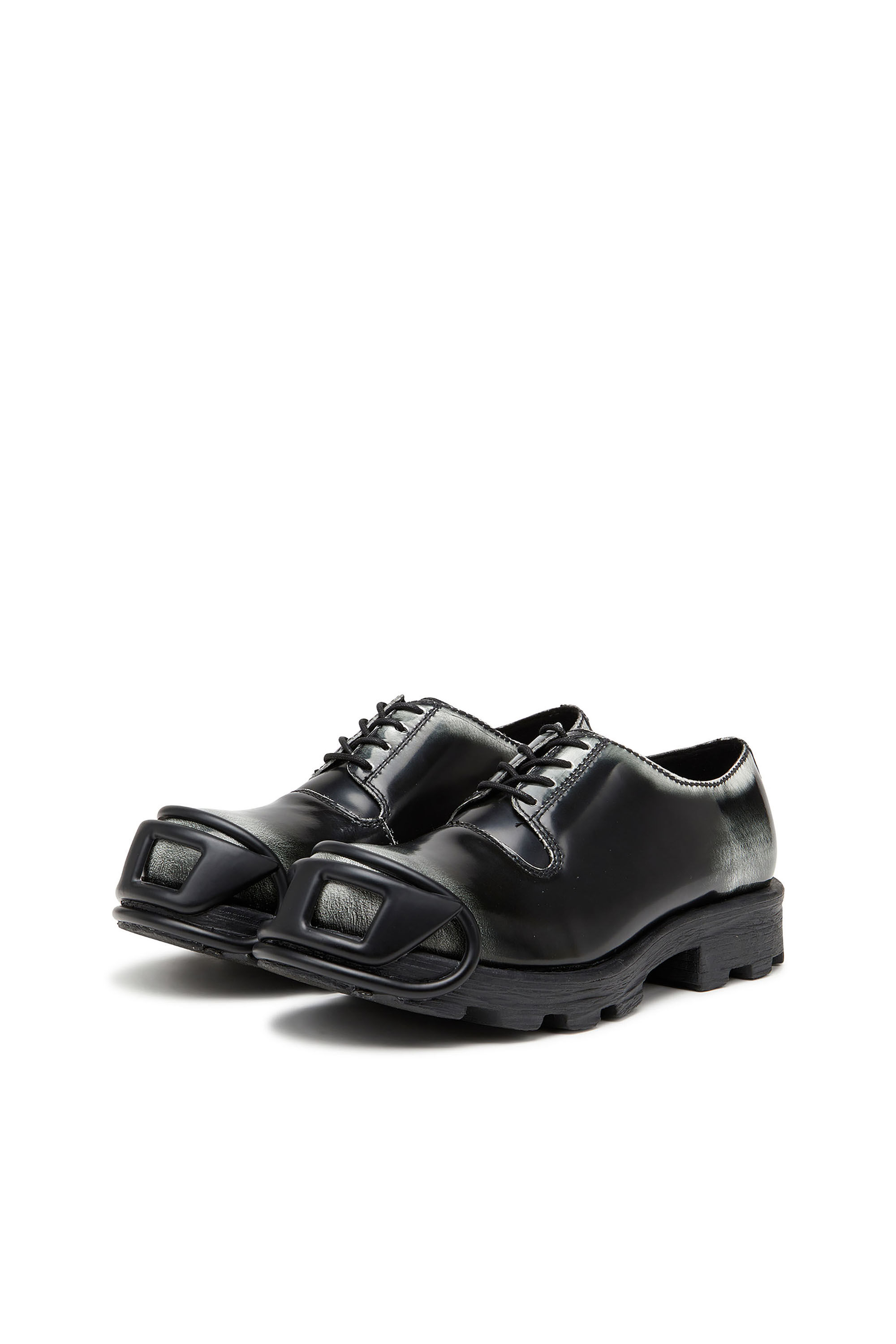Diesel - D-HAMMER SO D, Male's D-Hammer-Derby shoes in shiny two-tone leather in Black/White - 8
