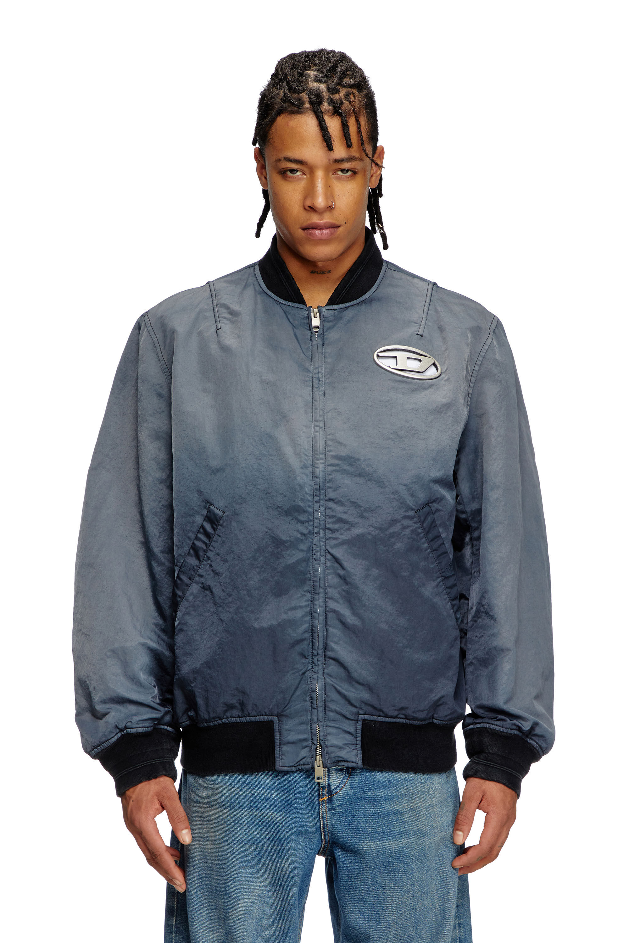 Diesel - J-KEPES, Male's Dégradé padded bomber jacket in Dark Grey - 3