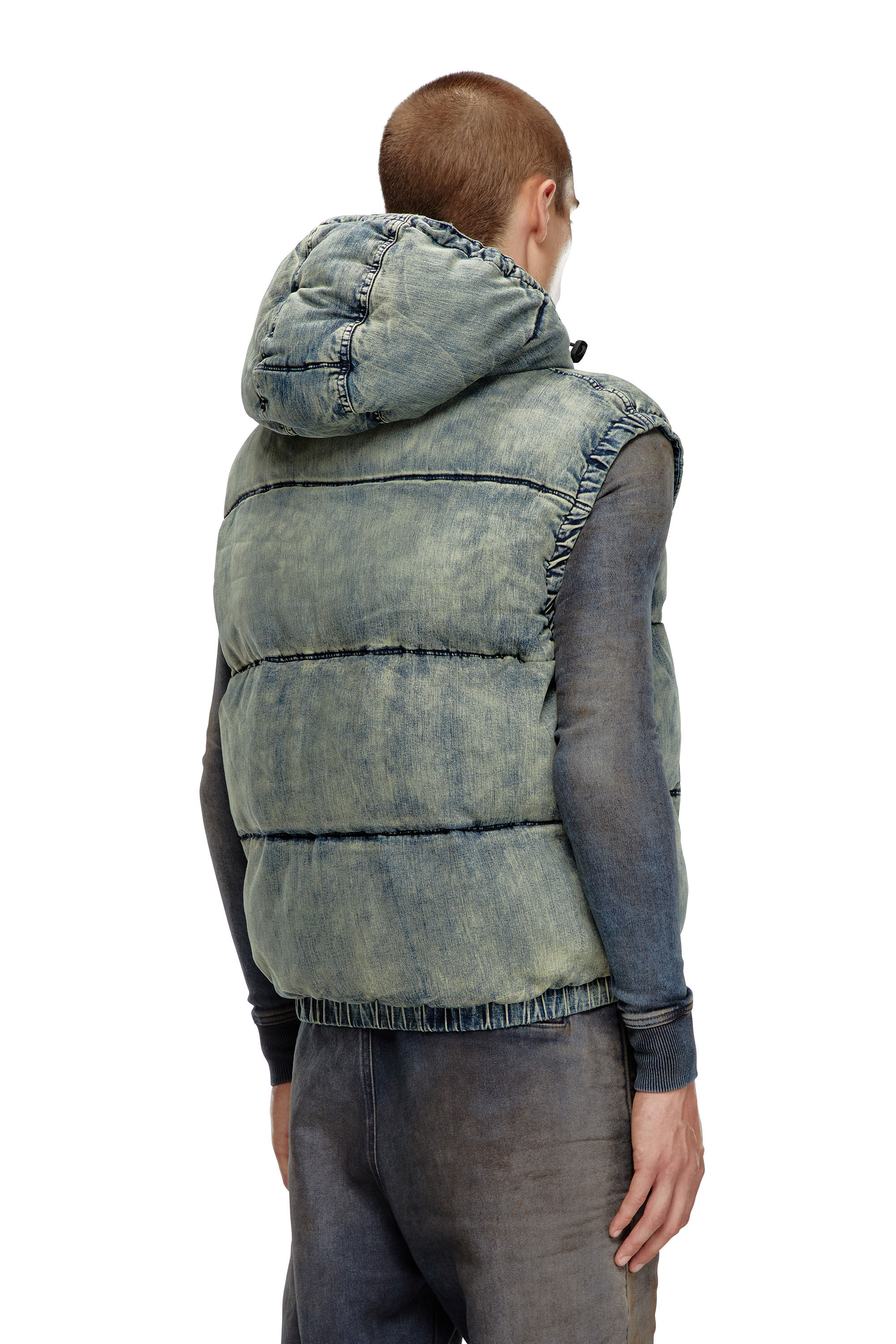 Diesel - W-MONS-SL, Male's Padded vest in faded denim in Blue - 5