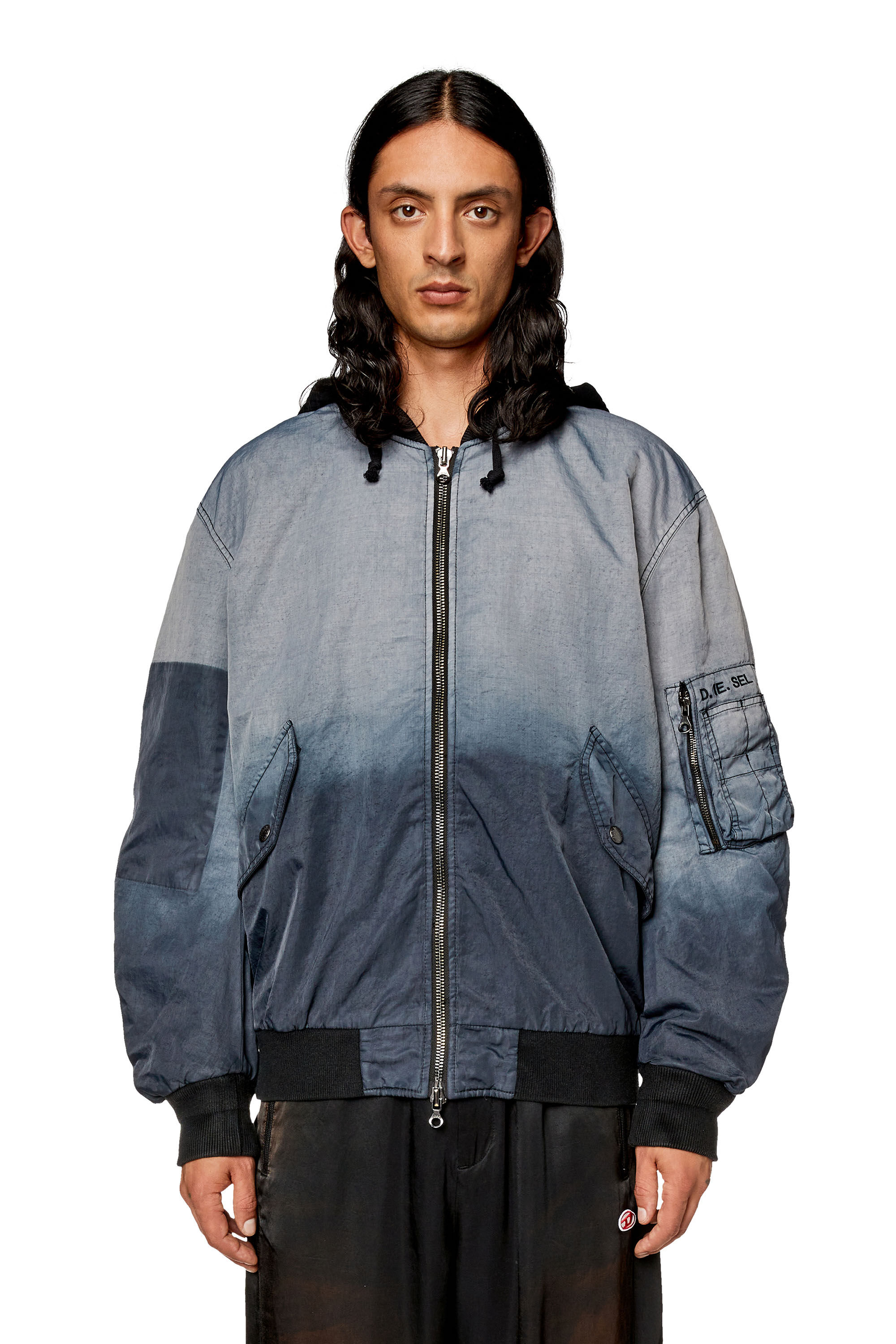 Men s Hooded bomber in treated nylon satin J COMMON Diesel