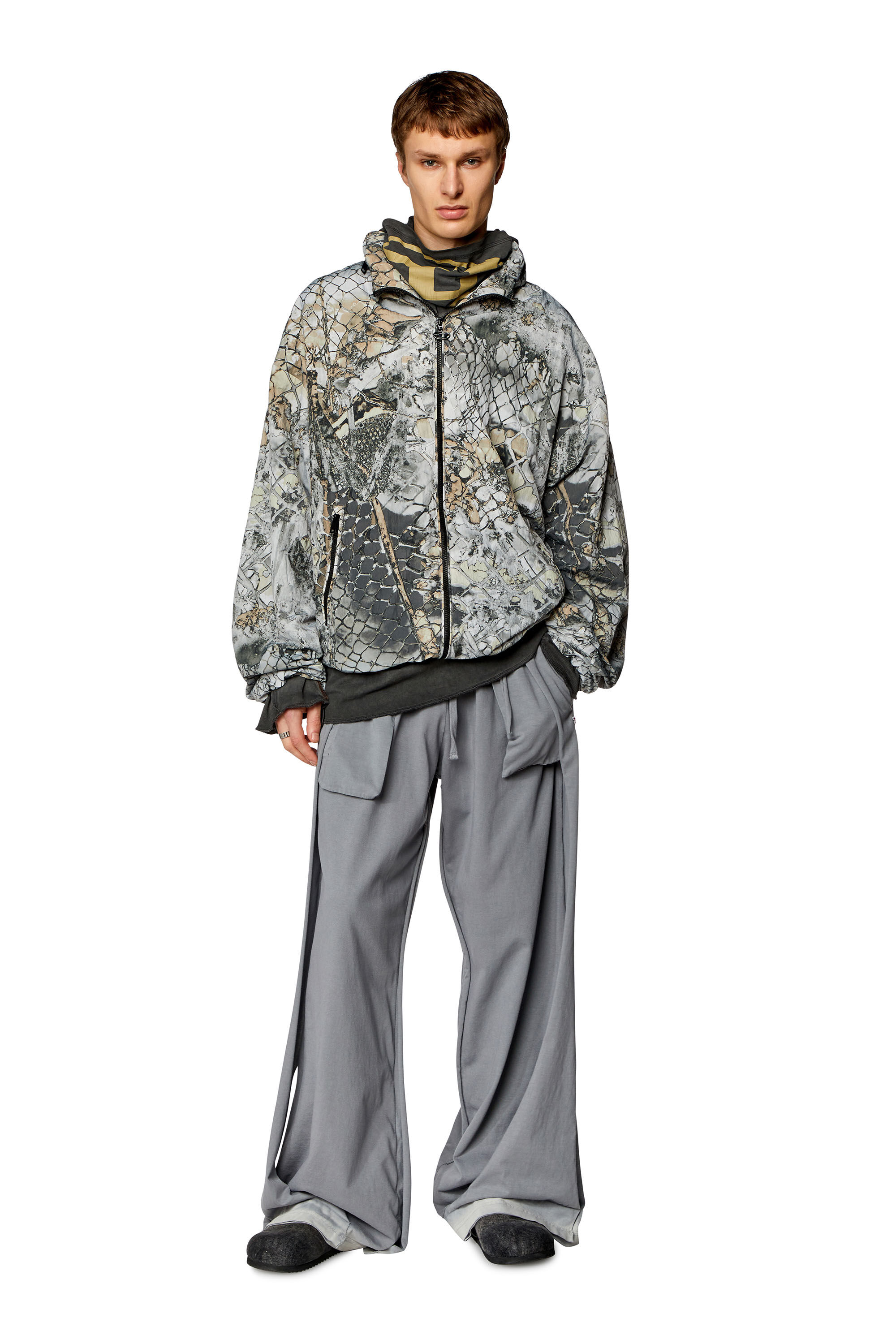 Men's Windbreaker with abstract print | Grey | Diesel