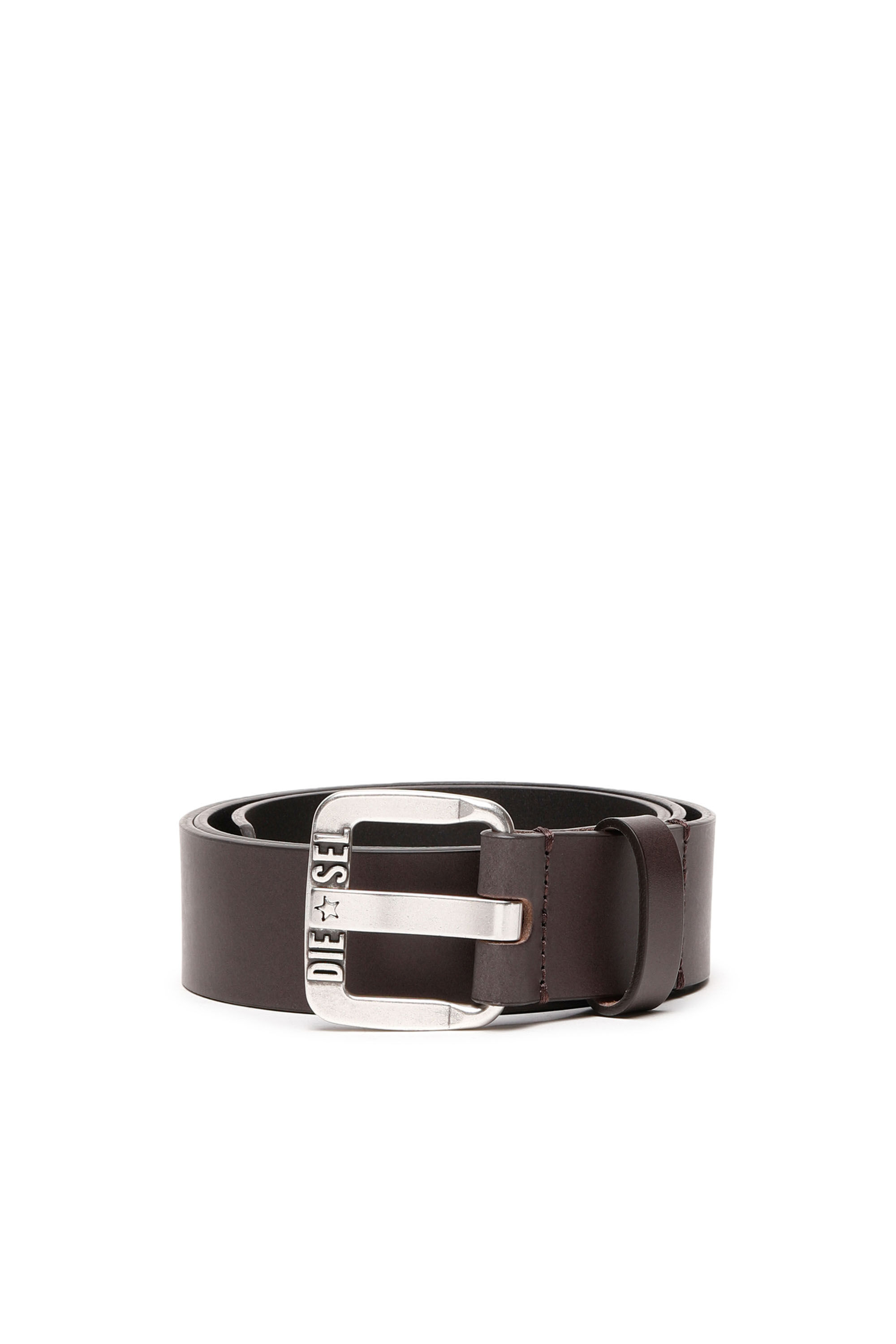 Diesel - B-STAR II, Male's Leather belt with metal star logo buckle in Dark Brown - 1