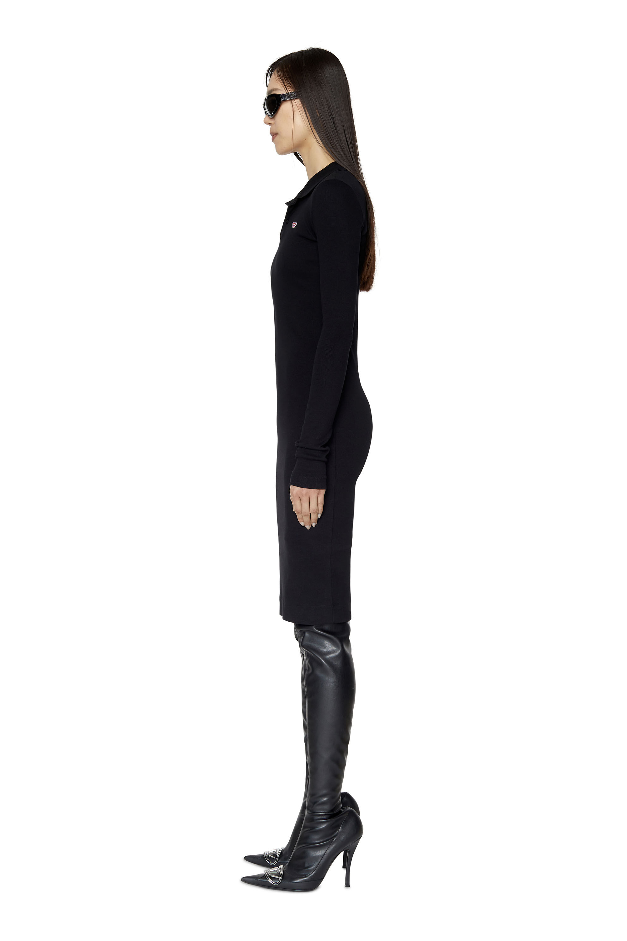Diesel - D-RIBENNY-LS-D, Female's Bodycon polo dress in Black - 4