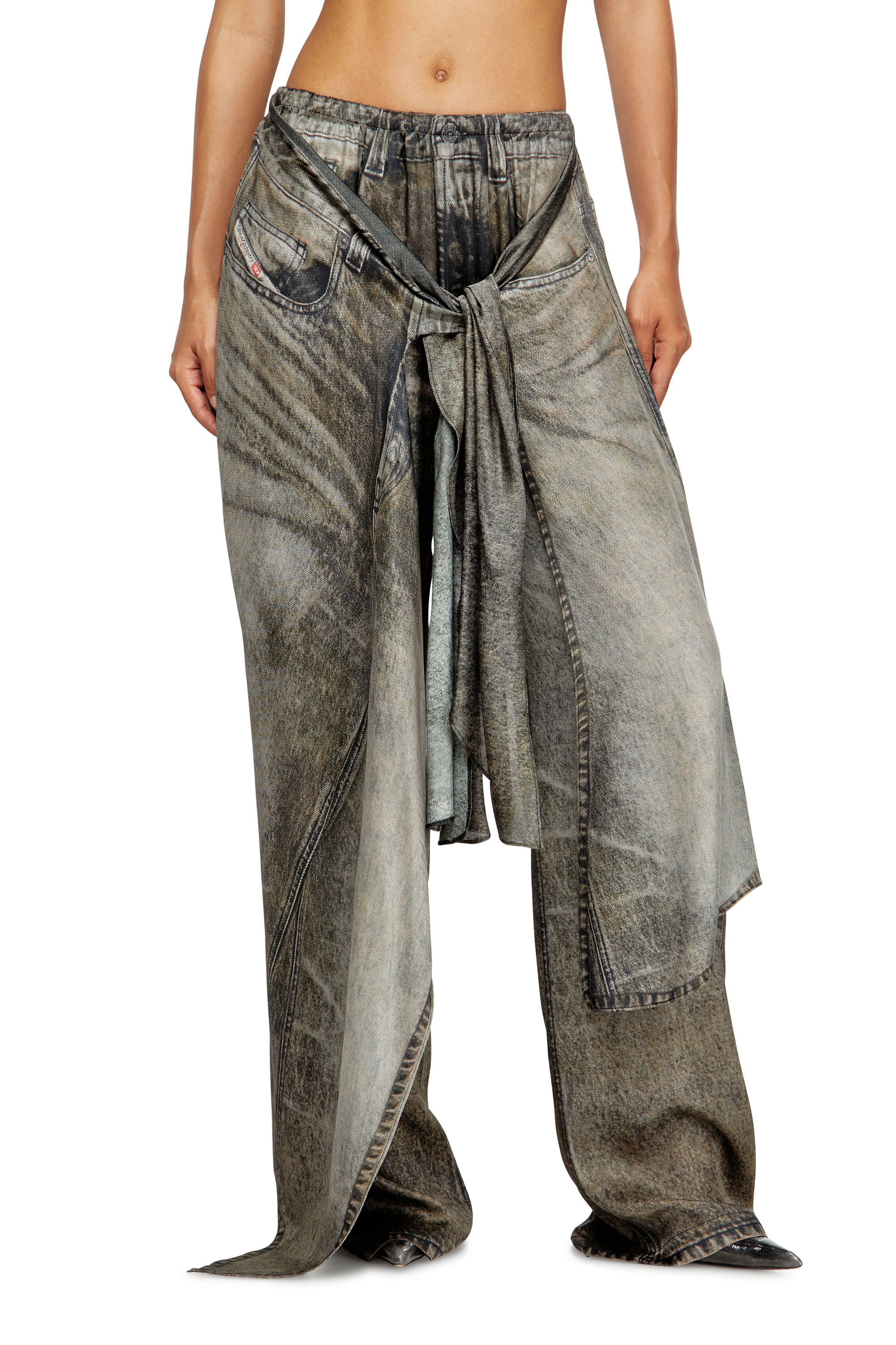 Diesel - P-ALOMA, Female's Wrap pants in denim-look viscose in Grey - 3