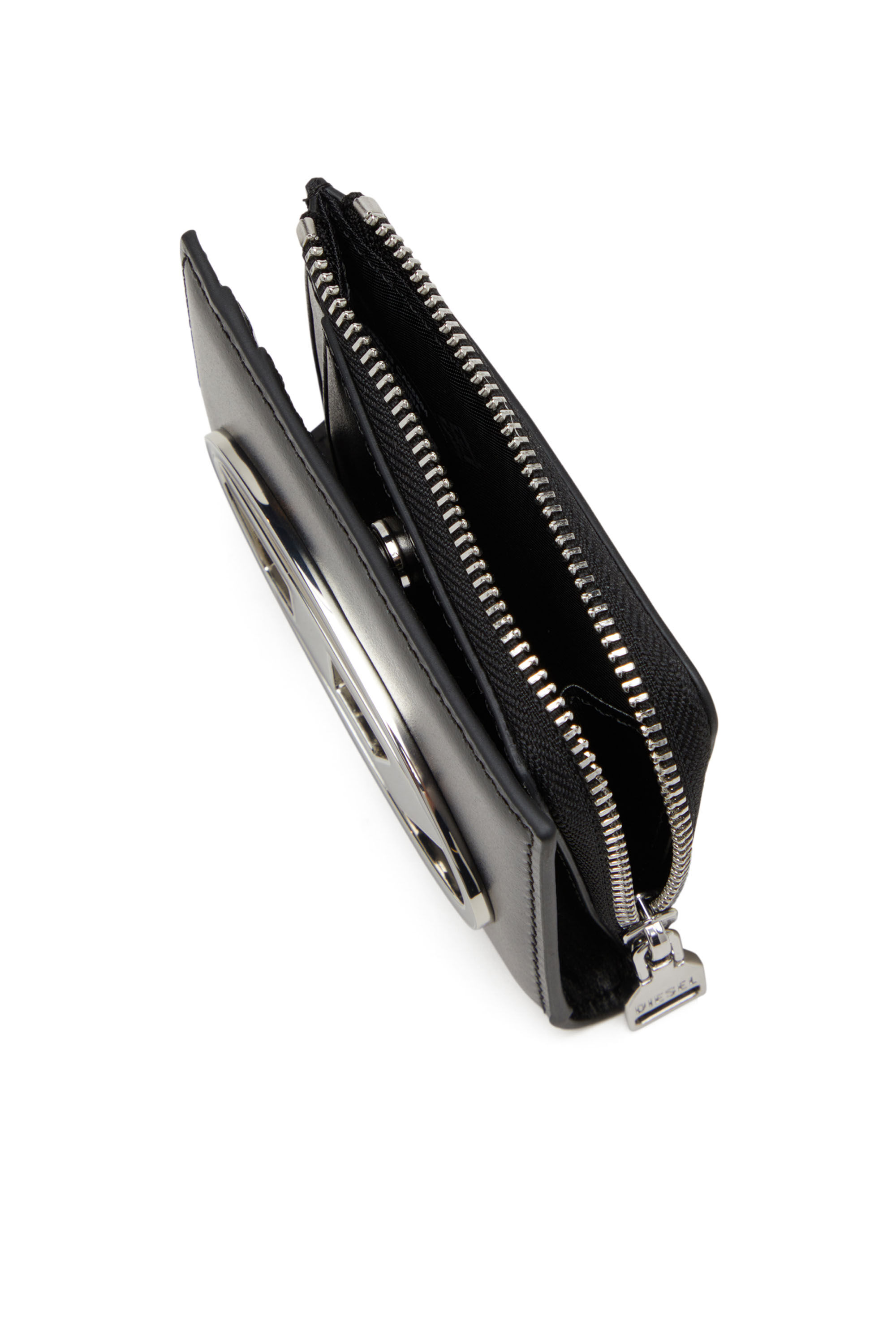 Diesel - 1DR CARD HOLDER ZIP L, Female's Bi-fold card holder in nappa leather in Black - 4