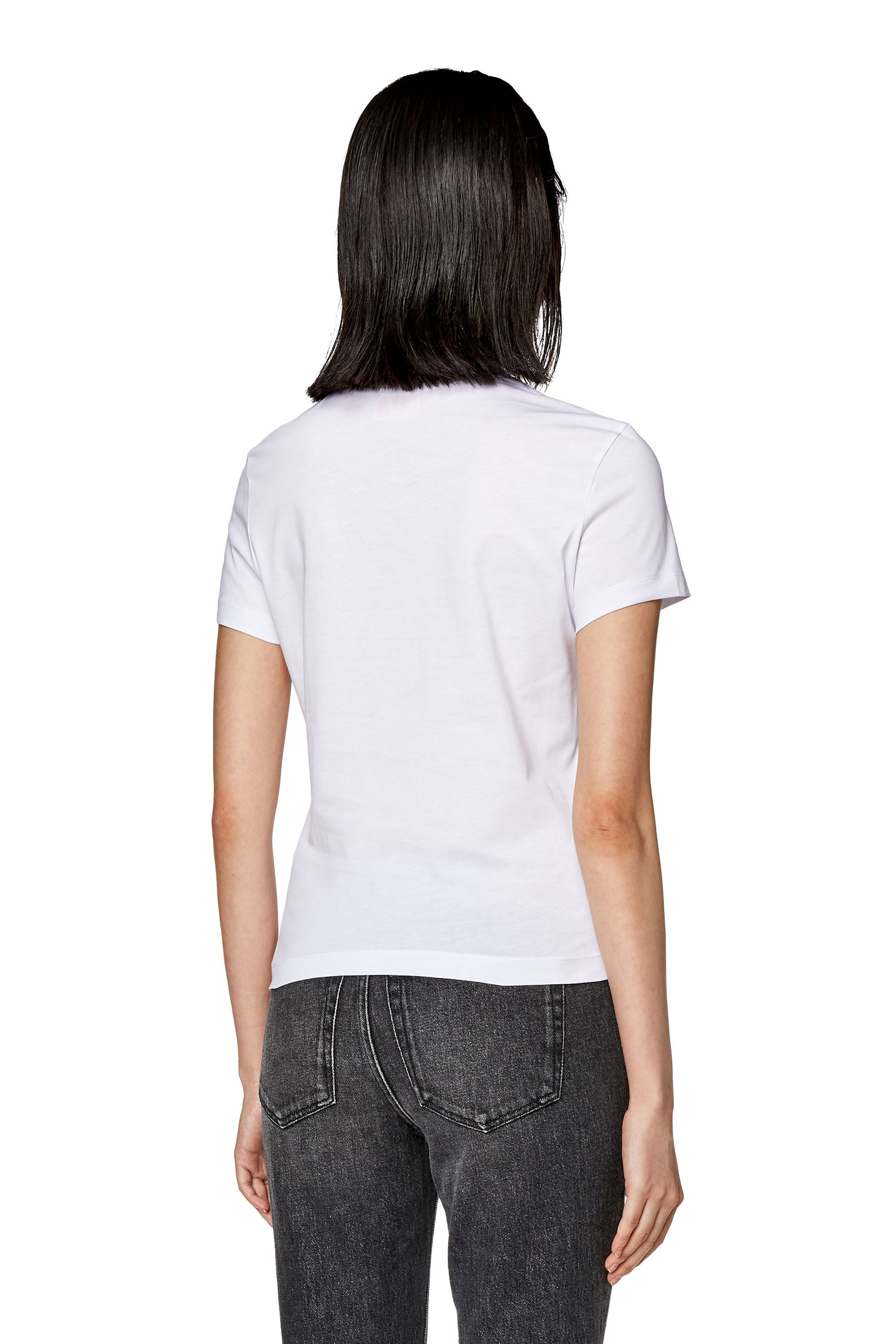 Diesel - T-SLI-DIV, T-shirt avec empiècements Diesel Femme in Blanc - 4