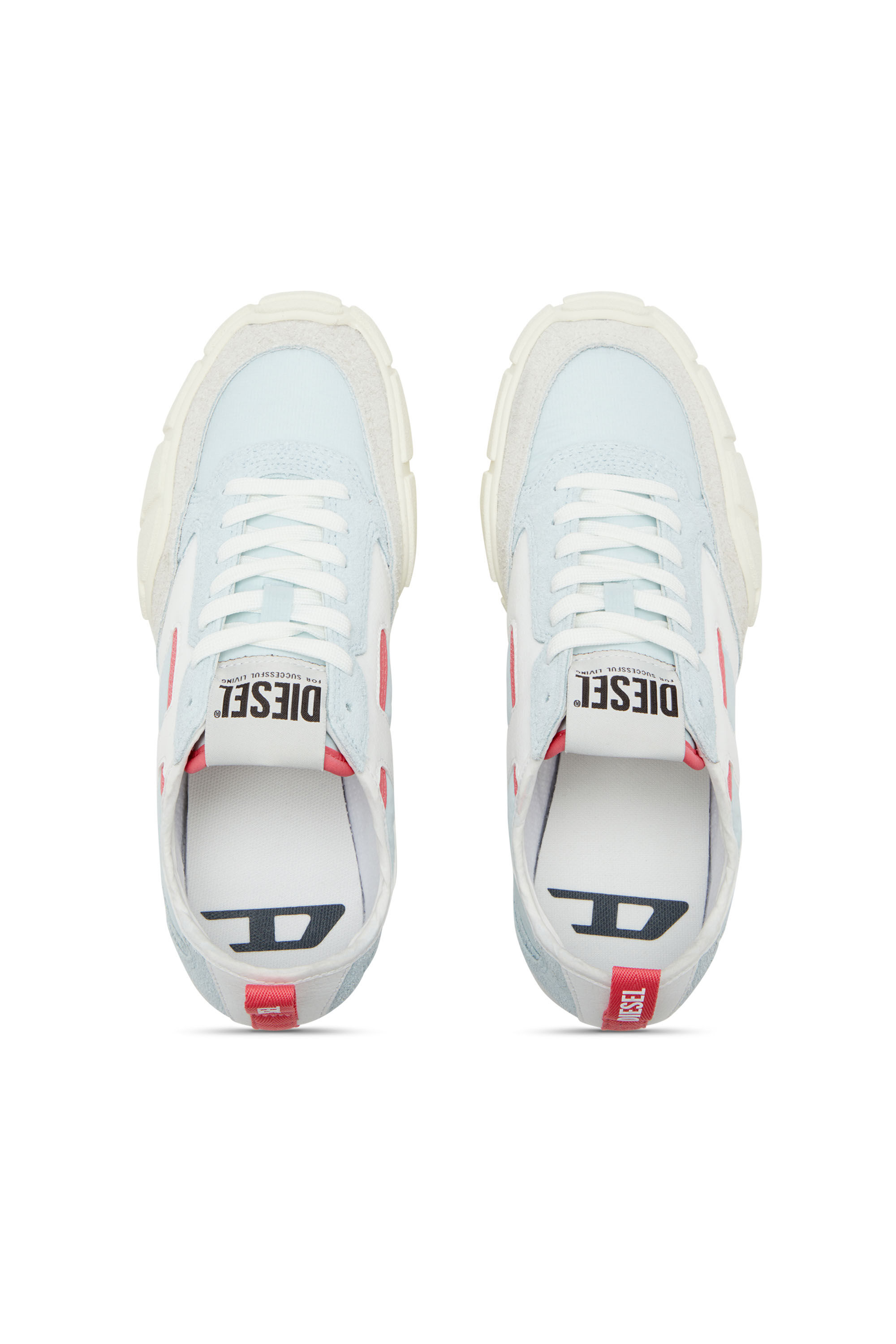 Diesel - S-PAGODHA LOW W, Female's S-Pagodha-Sneakers in leather, suede and ripstop in Light Blue - 4