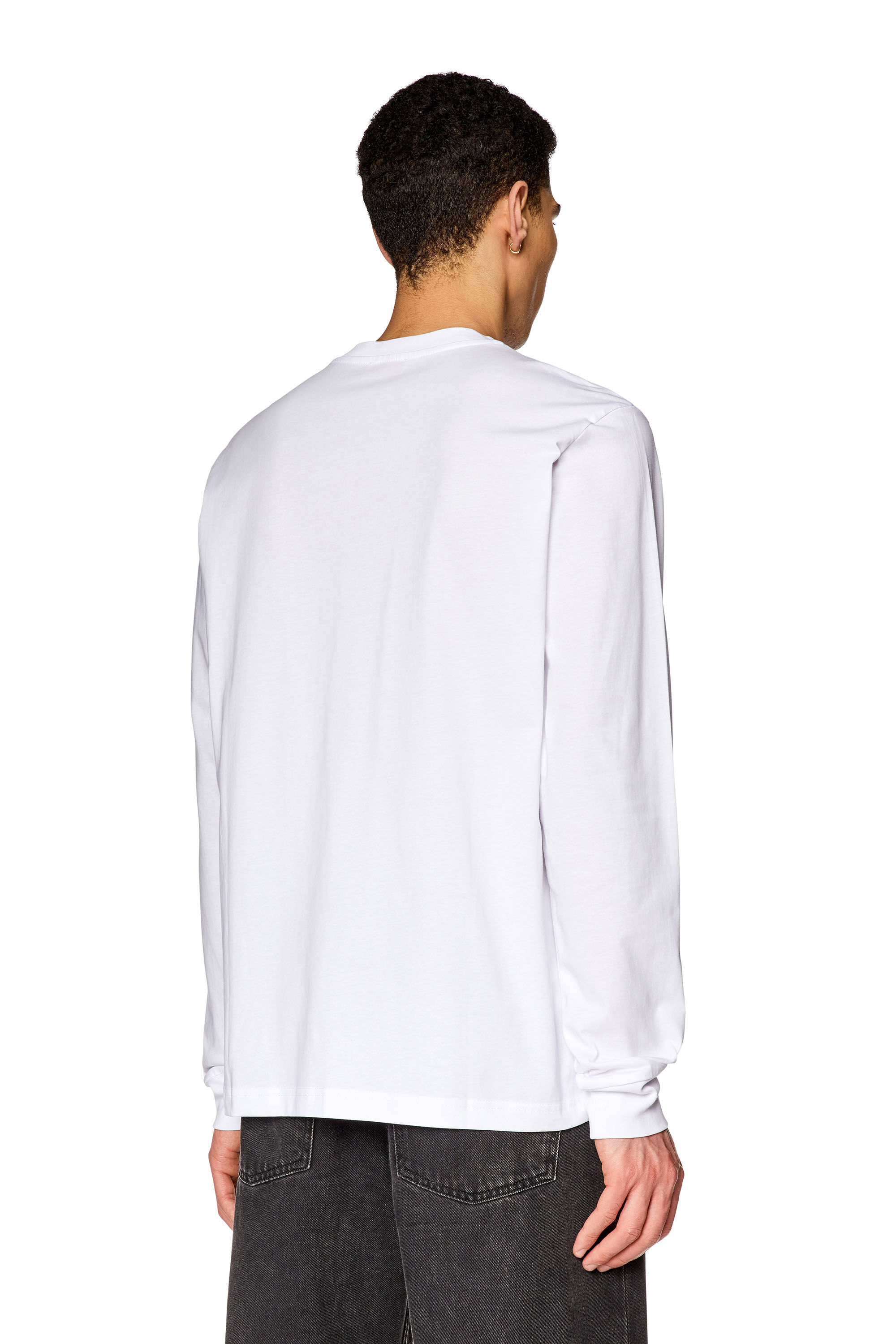 Diesel - T-JUST-LS-D, Male's Long-sleeve T-shirt with D patch in White - 5